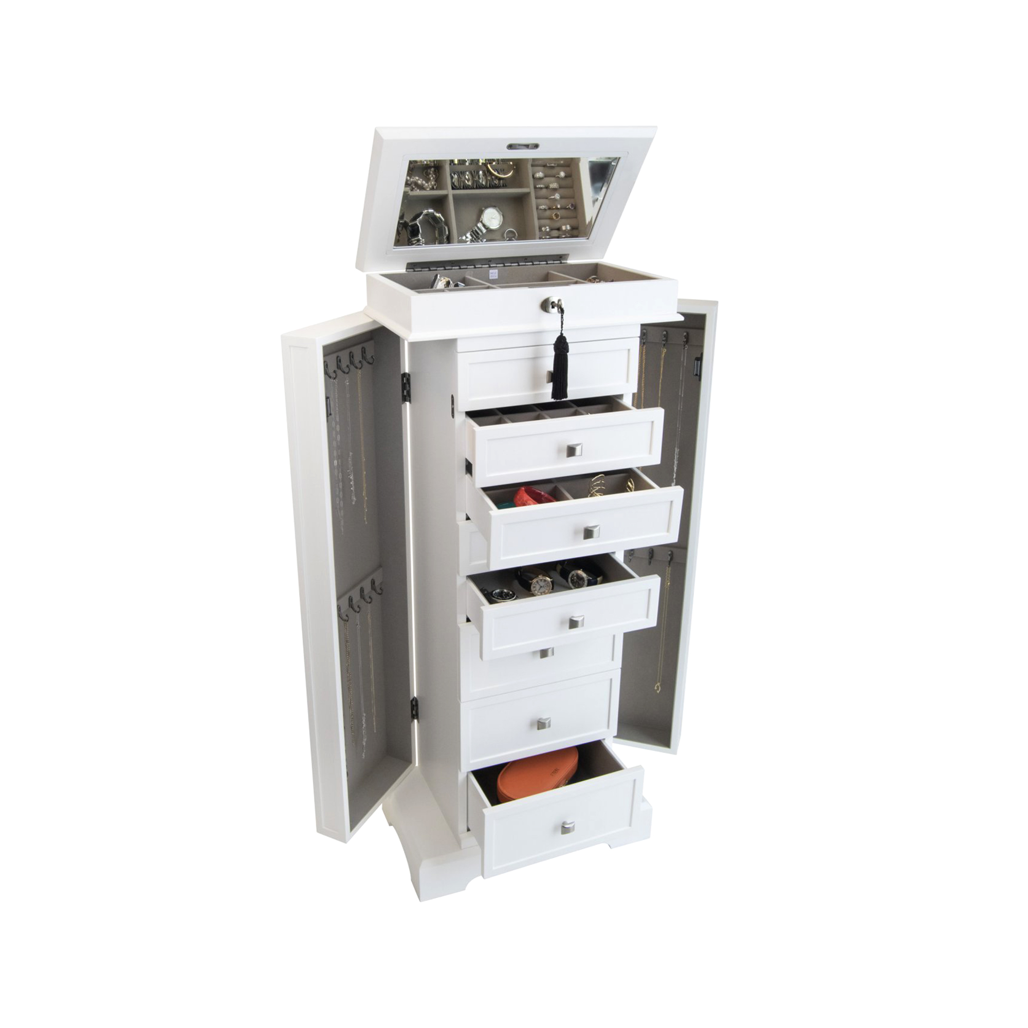 Mele Co Olympia White Wooden Jewelry Armoire 1895$