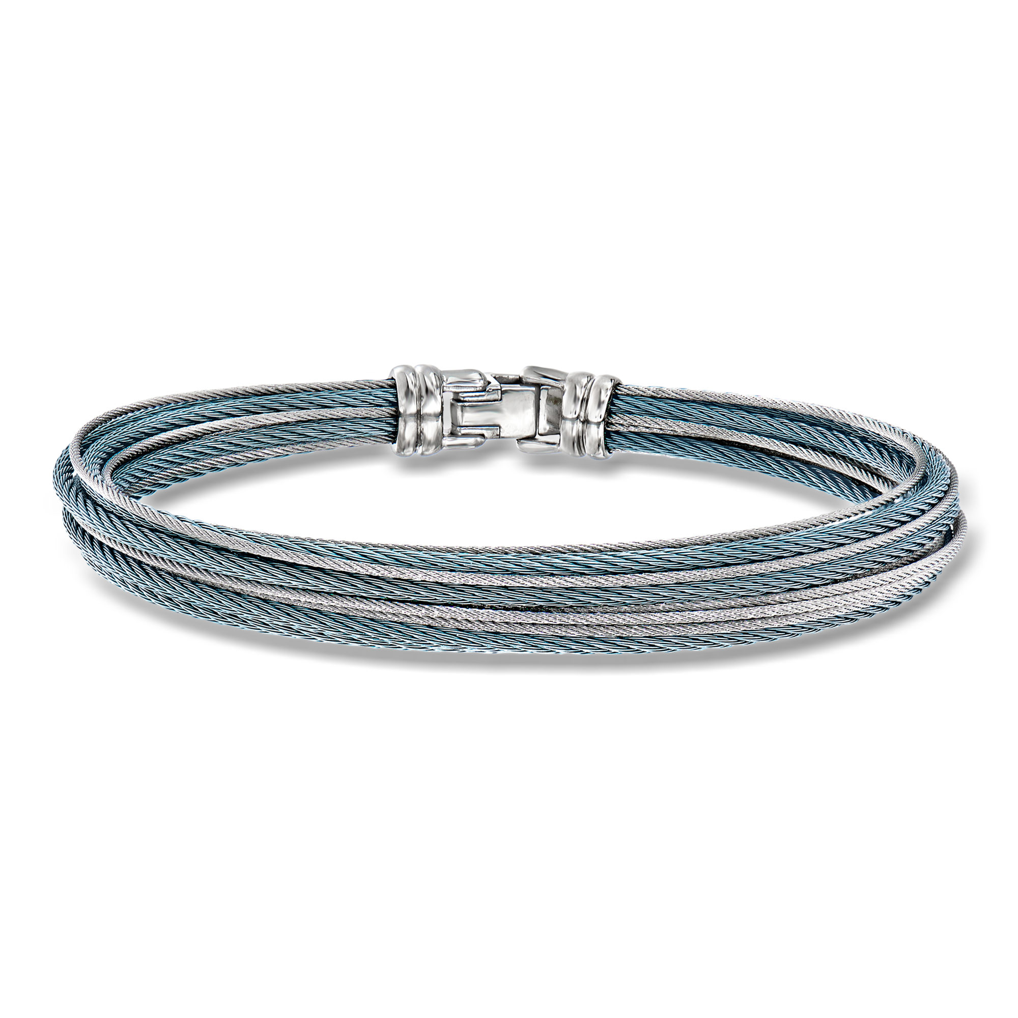 ALOR Caribbean Blue and Gray Stainless Steel Multi-Strand Cable Bracelet 339$