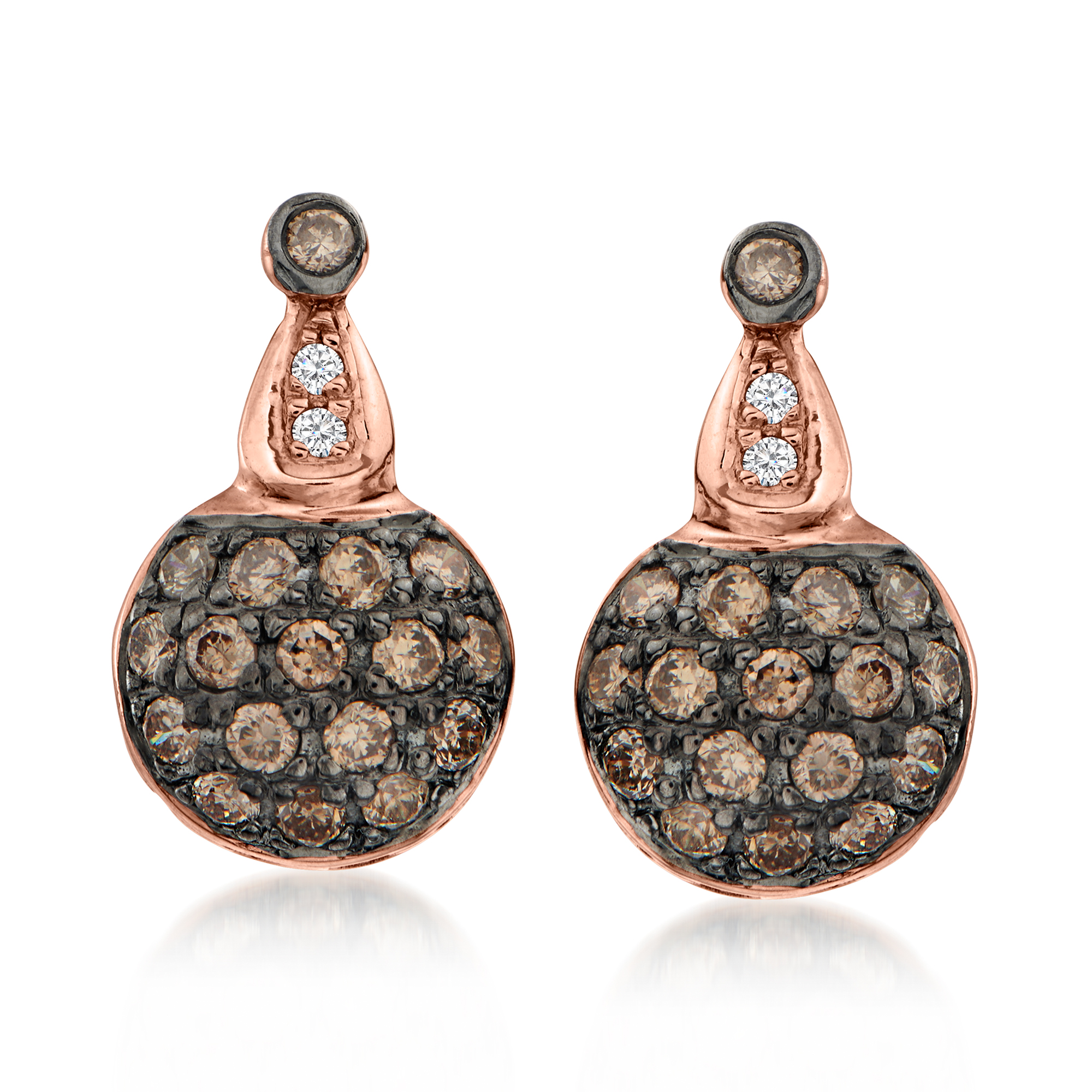 Le Vian 31 ct tw Chocolate and Vanilla Diamond Earrings in 14kt Strawberry Gold 1795$