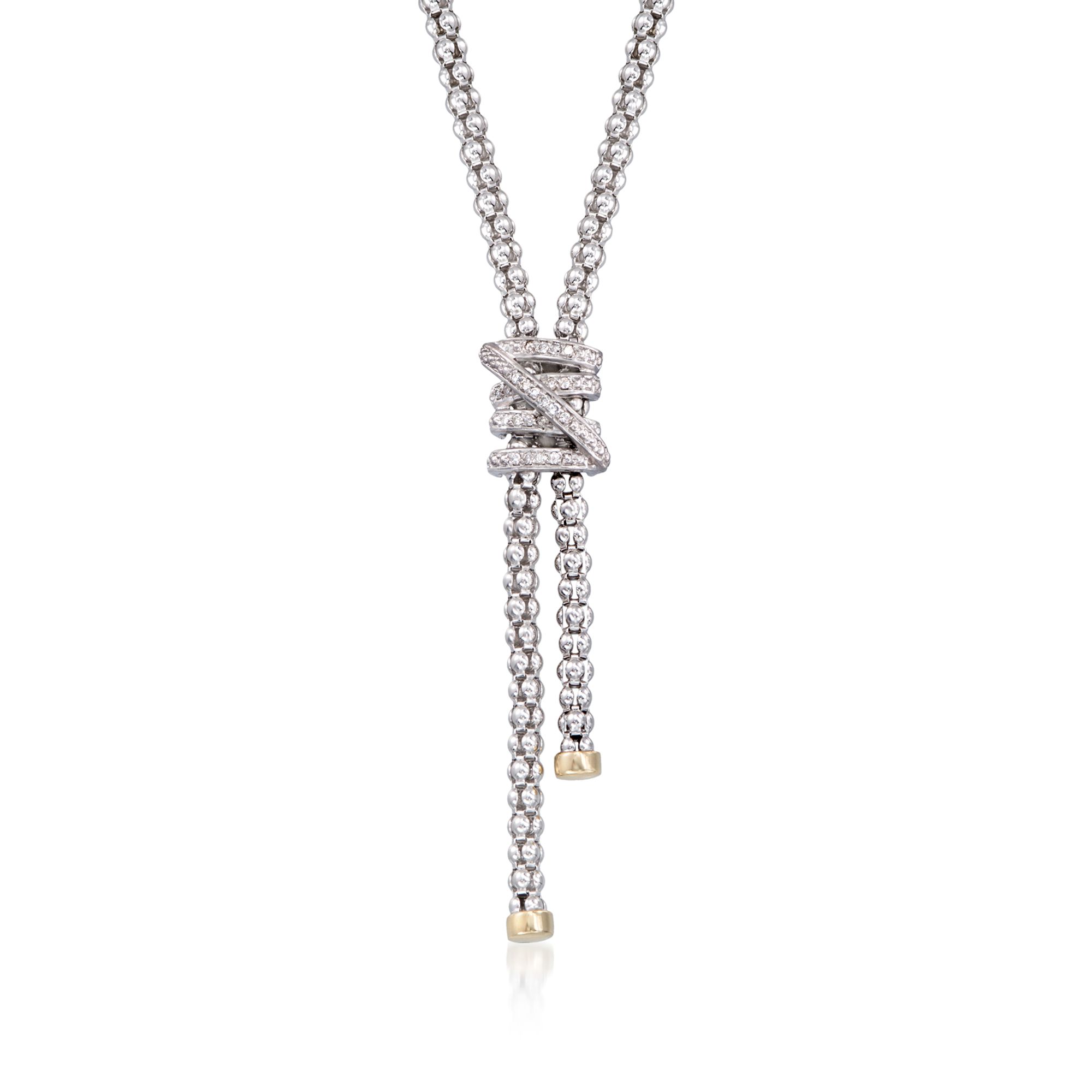 Phillip Gavriel Popcorn 13 ct tw Diamond X Lariat Necklace in Sterling Silver and 18kt Yellow Gold 850$