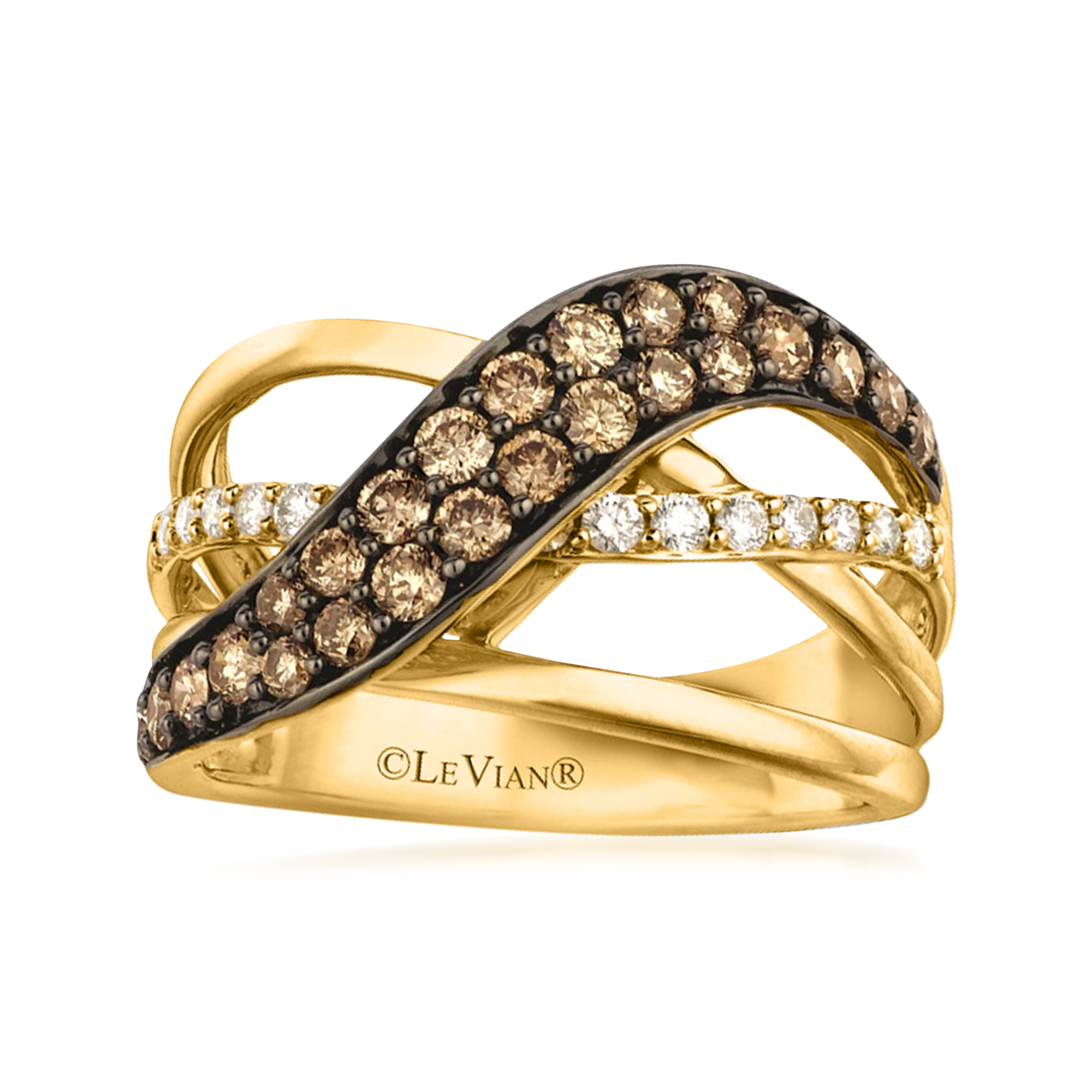 Le Vian Chocolatier 97 ct tw Chocolate and Vanilla Diamond Crossover Ring in 14kt Honey Gold 2399$
