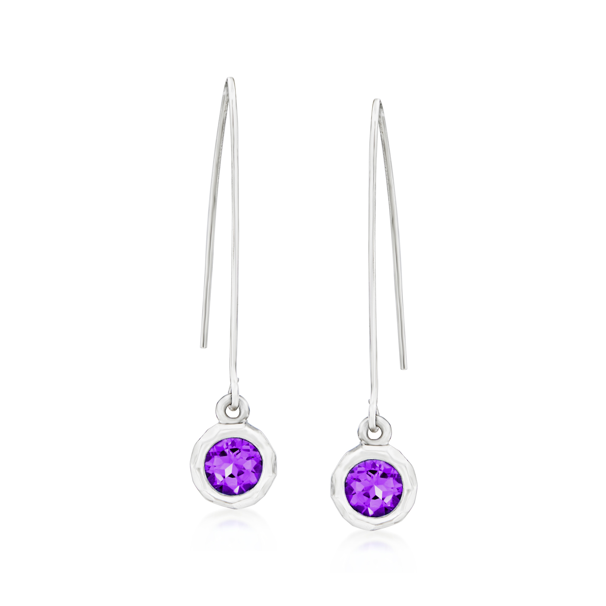 Zina Sterling Silver Contemporary 80 ct tw Bezel-Set Amethyst Drop Earrings 179$