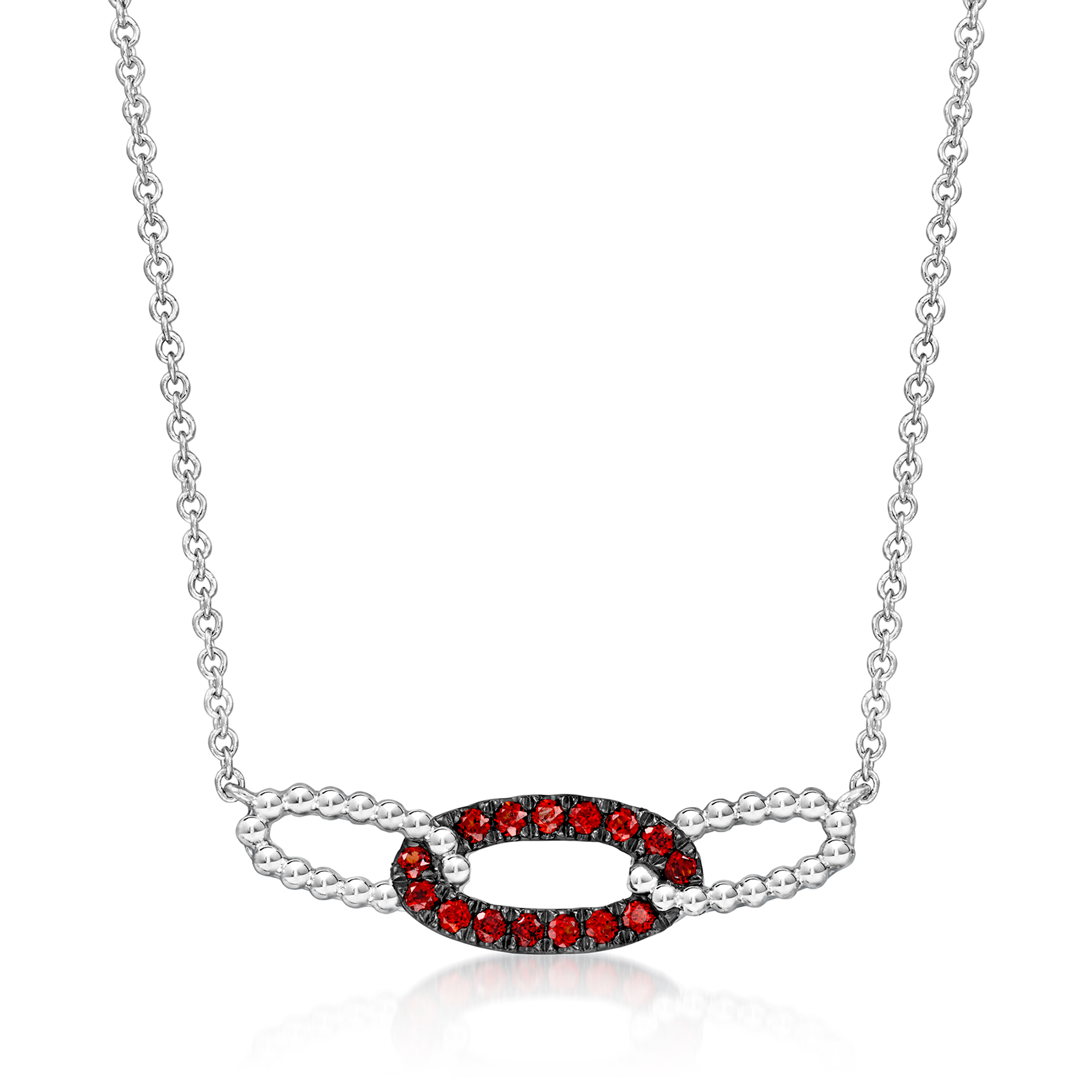 Gabriel Co 27 ct tw Garnet Link-Style Necklace in Sterling Silver 275$