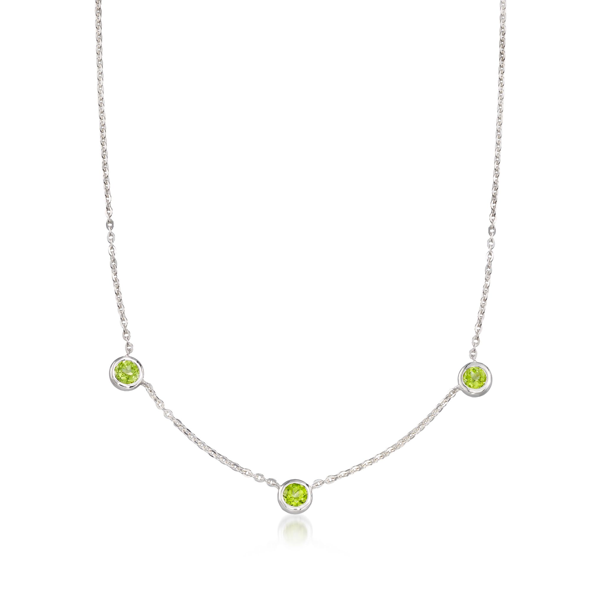 Zina Sterling Silver Contemporary 260 ct tw Peridot Three-Stone Station Necklace 399$