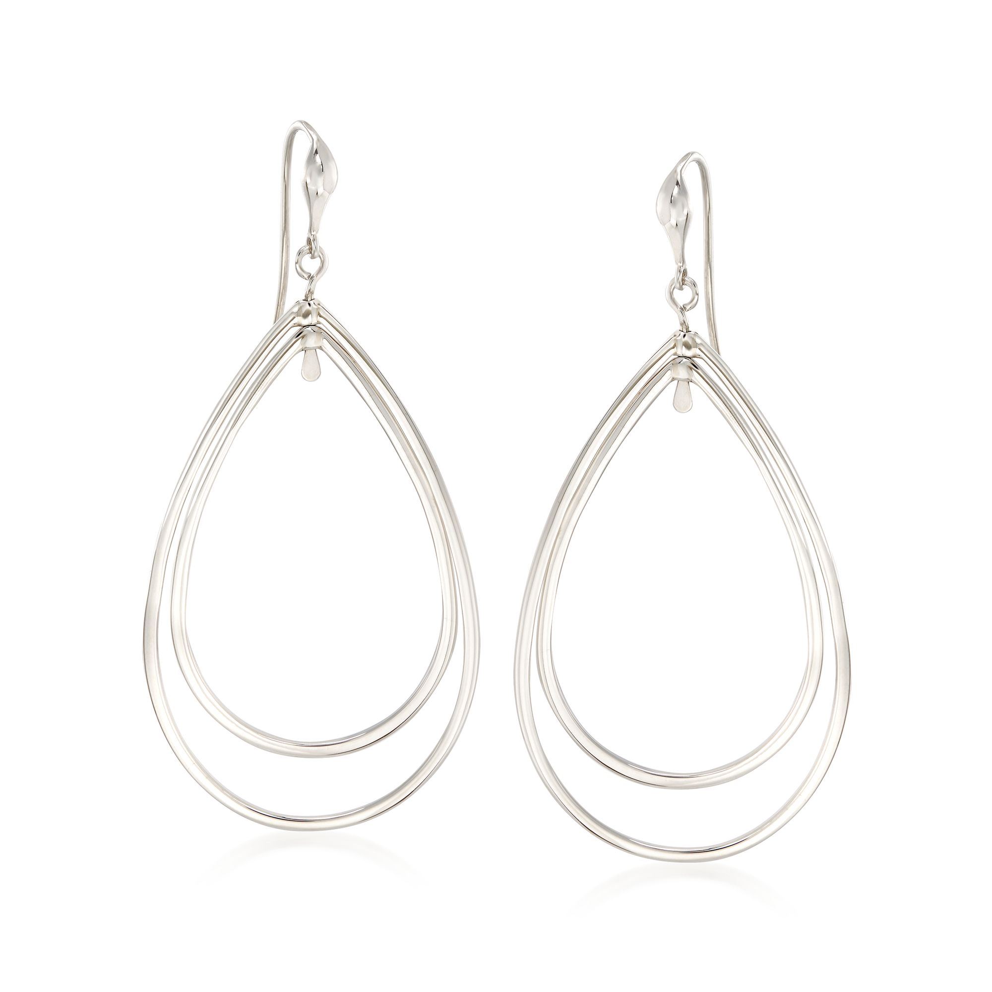 Zina Sterling Silver Contemporary Large Double Pear-Shaped Drop Earrings 275$