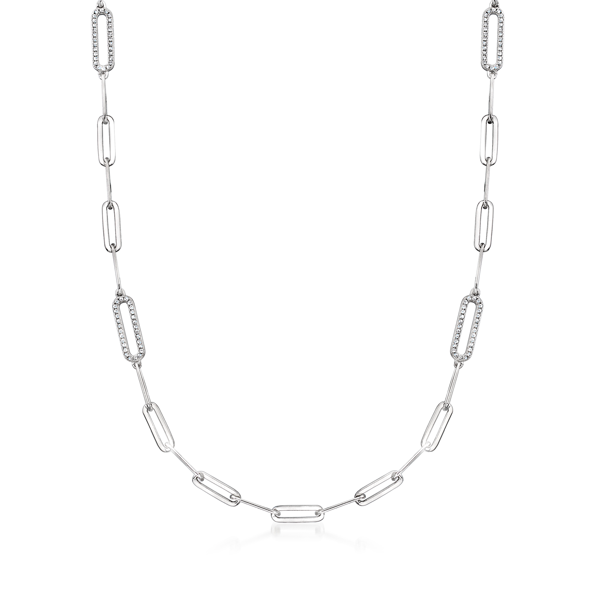 Charles Garnier 157 ct tw CZ Paper Clip Link Necklace in Sterling Silver 259$