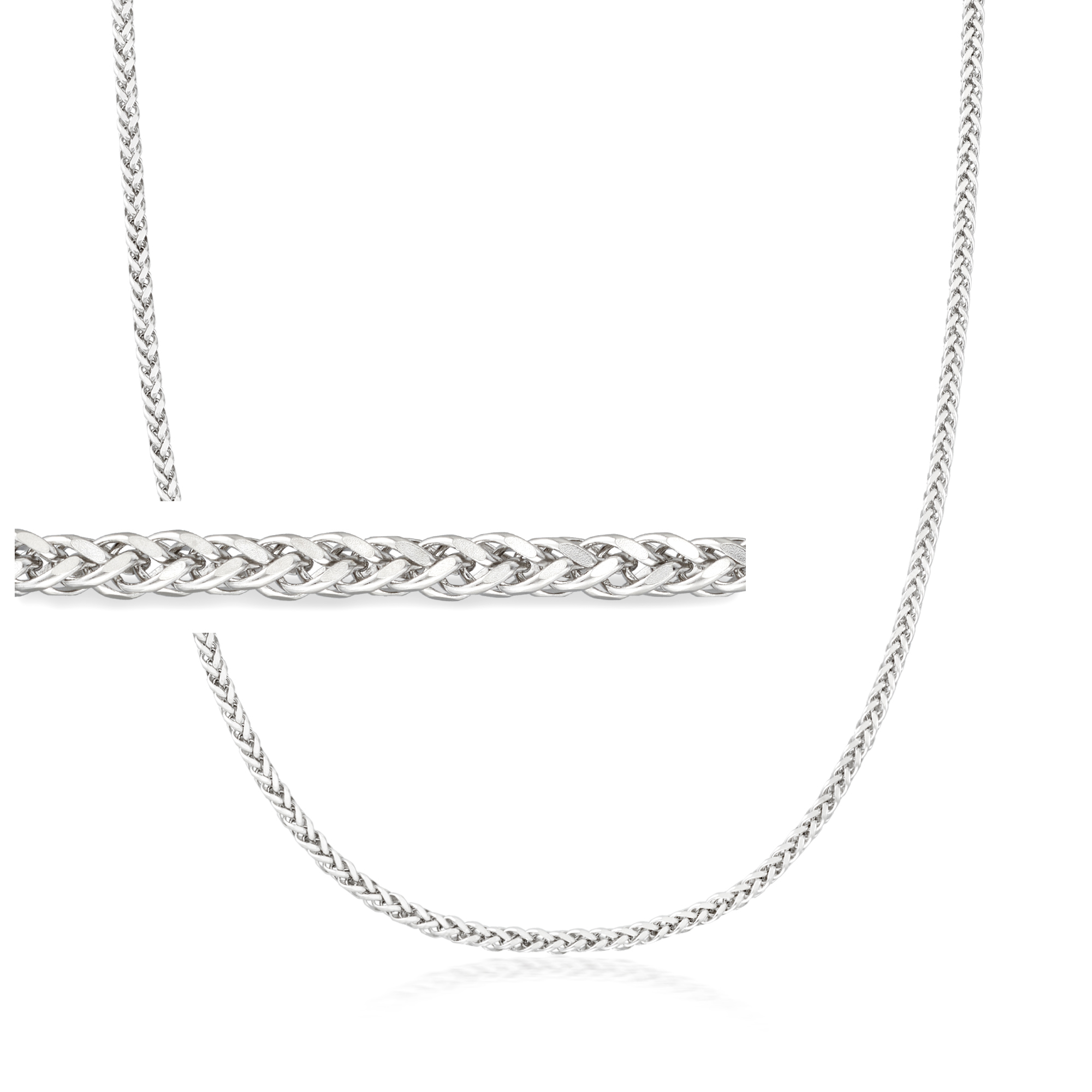 Gabriel Co Mens 33mm Sterling Silver Wheat-Chain Necklace 650$
