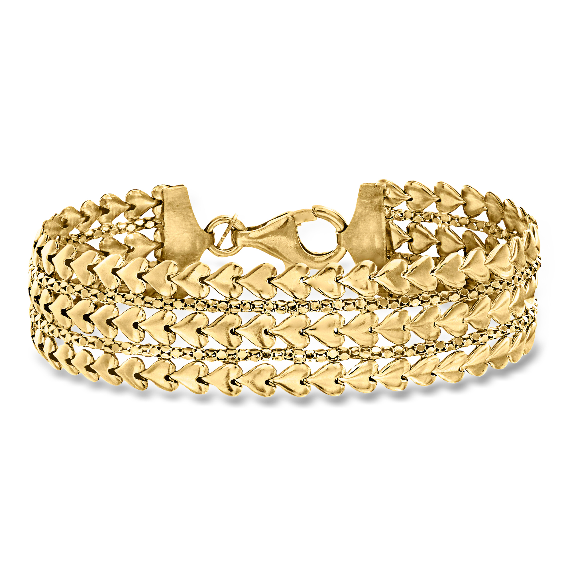 Italian 18kt Gold Over Sterling Multi-Row Heart Bracelet 250$