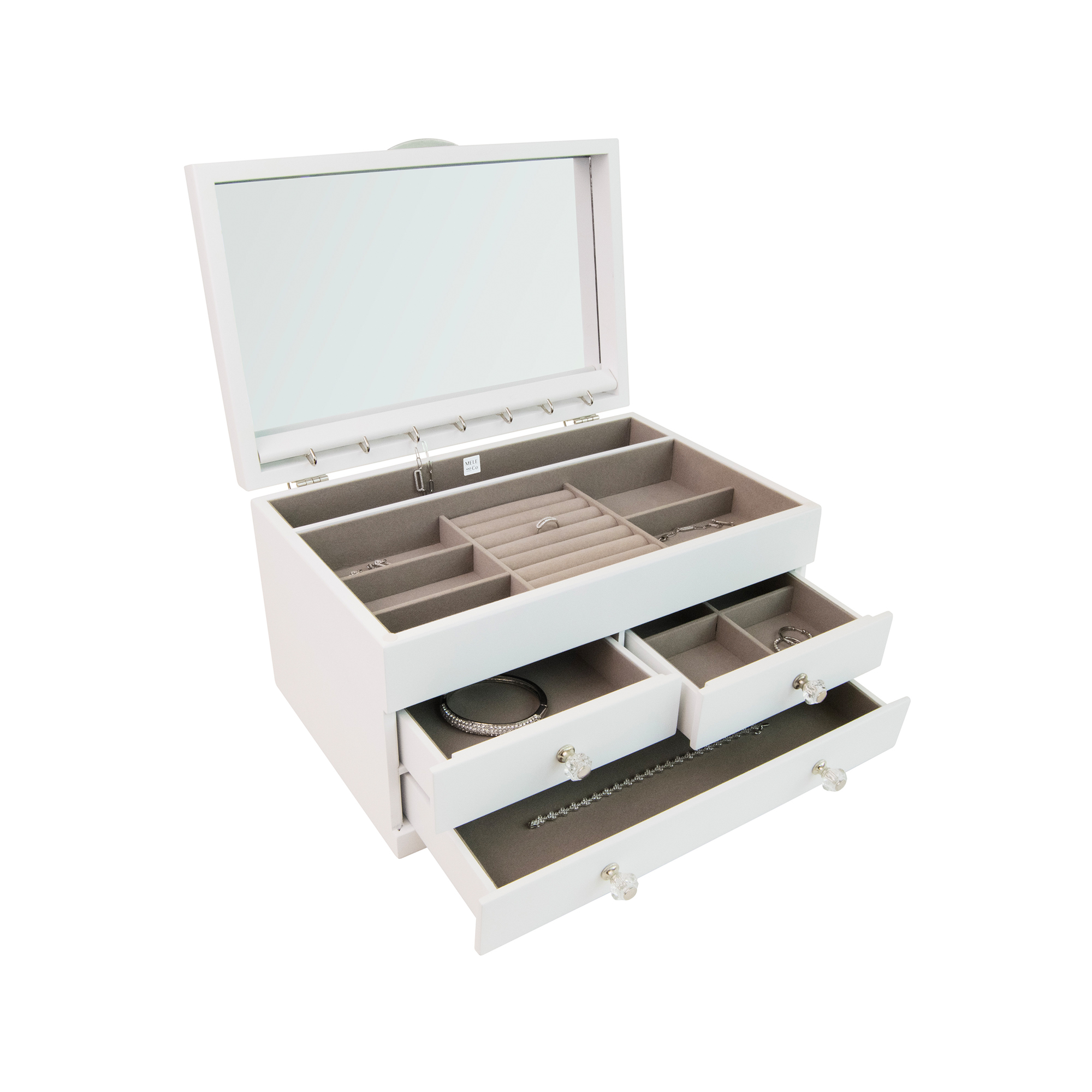Mele Co Fairhaven White Walnut-Finish Wooden Jewelry Box 339$