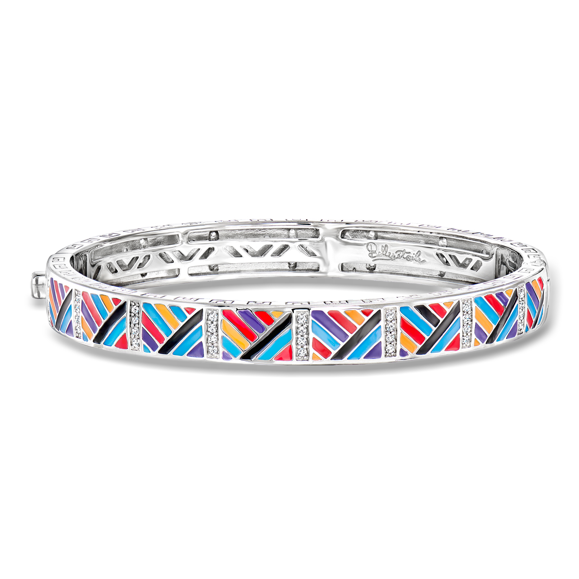 Belle Etoile Laguna 50 ct tw CZ and Multicolored Enamel Bangle Bracelet in Sterling Silver 599$