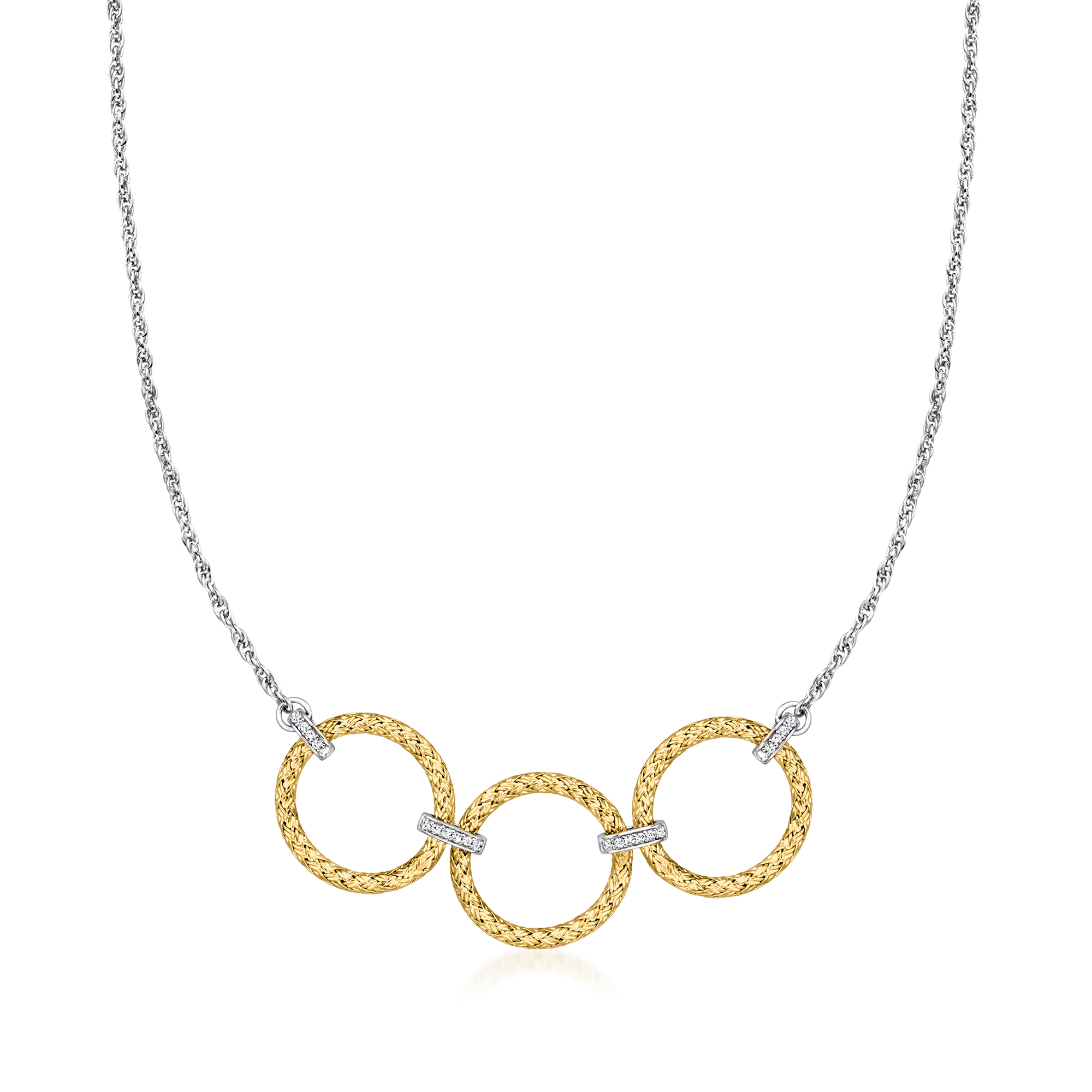 Charles Garnier Flourish 10 ct tw CZ Circle Trio Necklace in Sterling Silver and 18kt Gold Over Sterling 240$