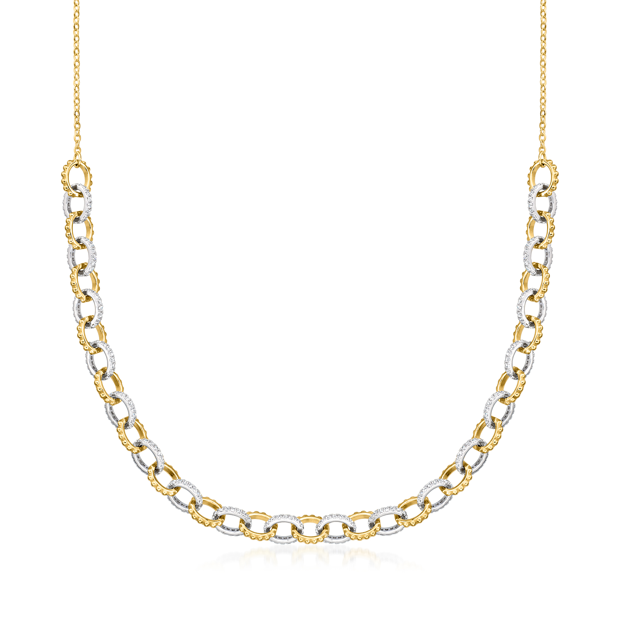 Charles Garnier Elise 270 ct tw CZ-Link Necklace in Sterling Silver and 18kt Gold Over Sterling 400$