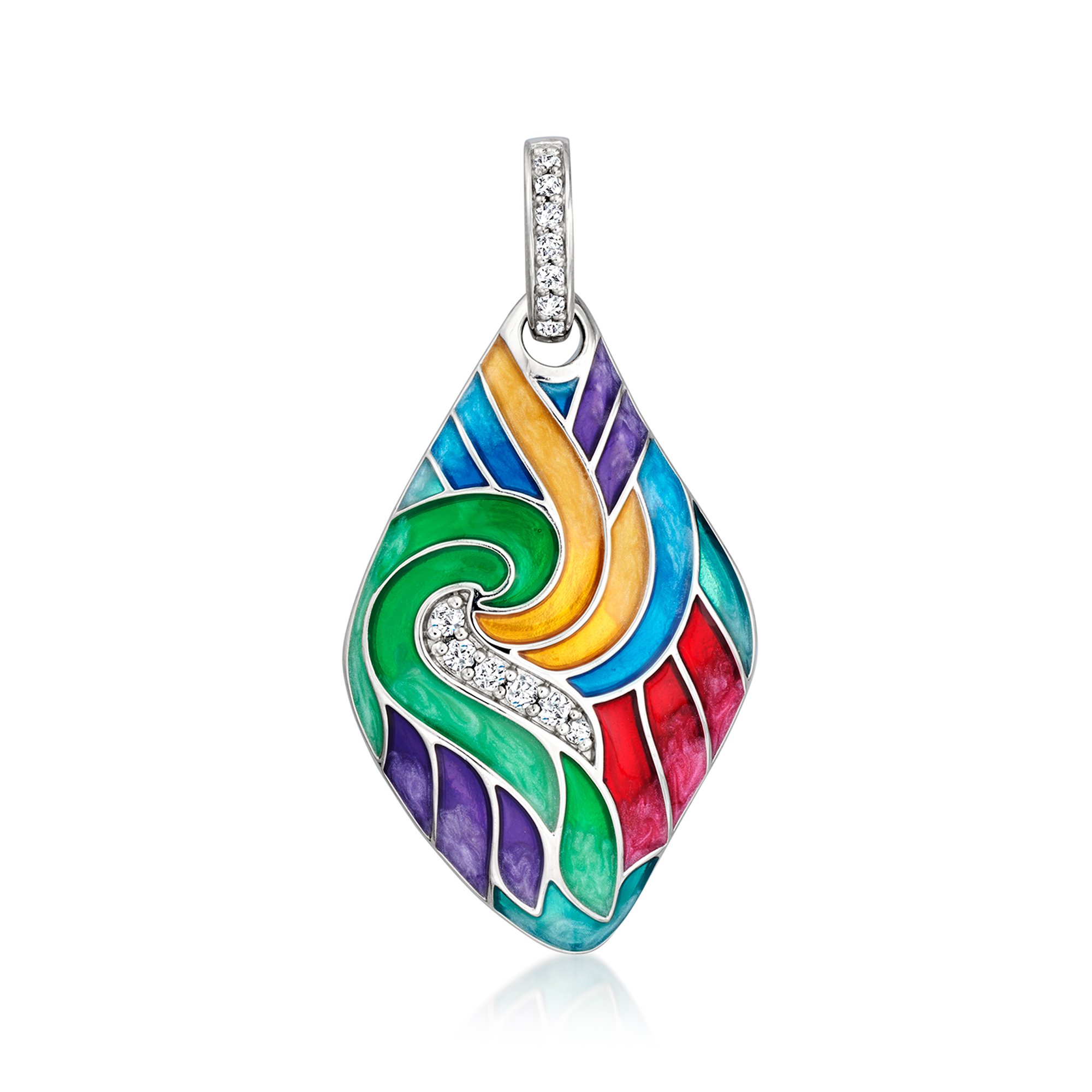 Belle Etoile Aerie Multicolored Enamel and 10 ct tw CZ Pendant in Sterling Silver 199$