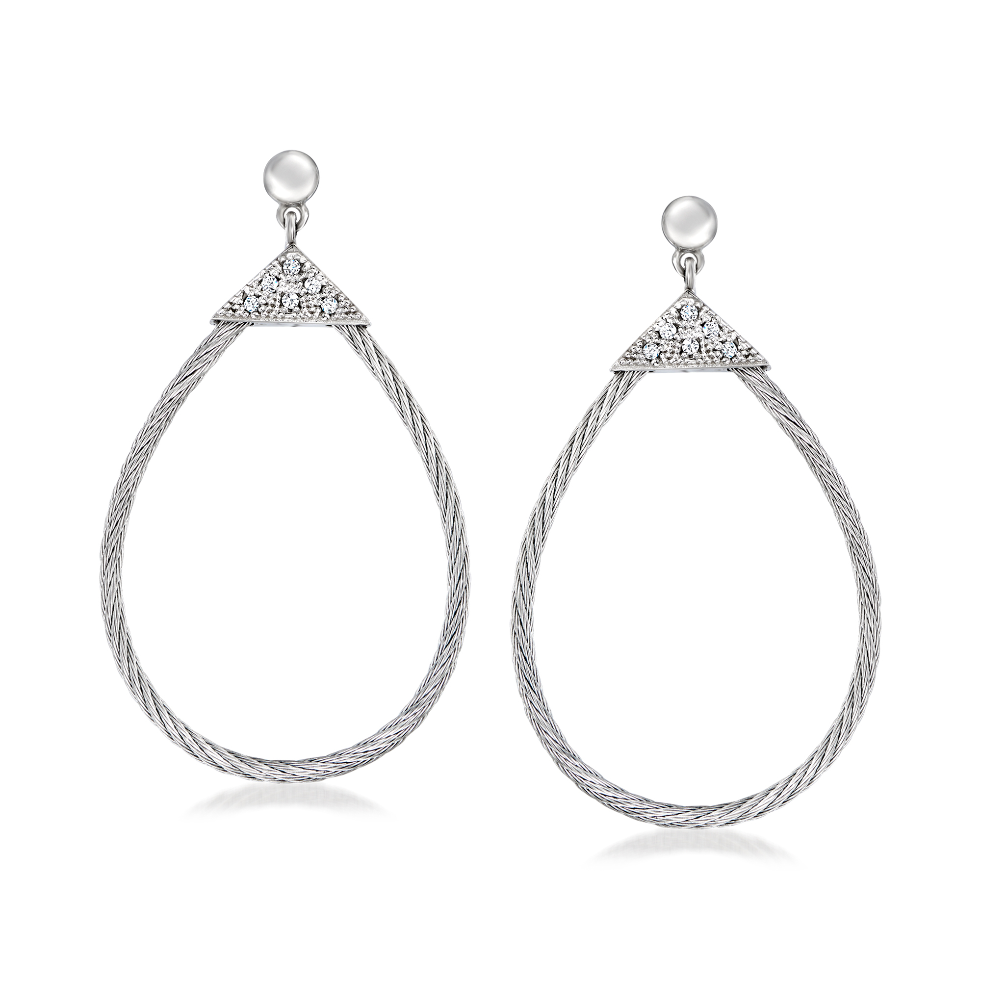 ALOR Classique 10 ct tw Diamond and Gray Stainless Steel Teardrop Earrings with 18kt White Gold 429$