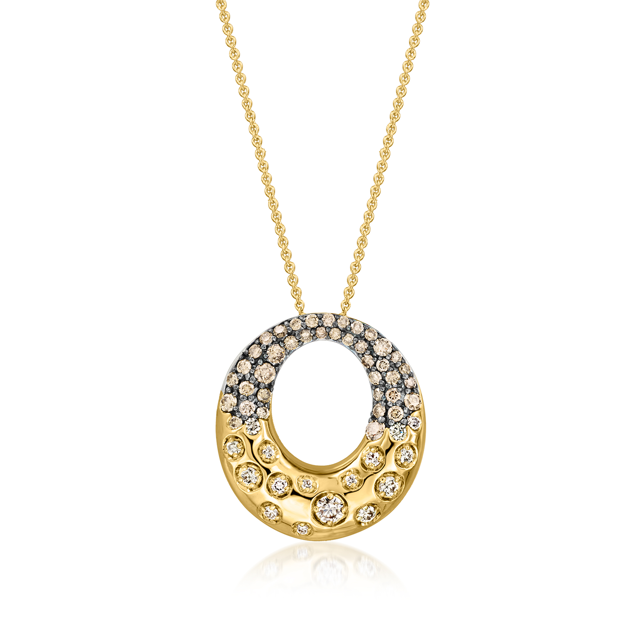Le Vian 81 ct tw Nude and Chocolate Diamond Circle Pendant Necklace in 14kt Honey Gold 3499$