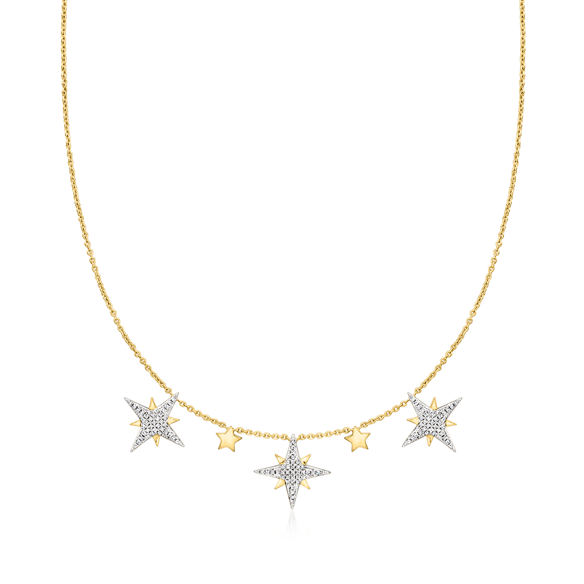 31 ct tw Diamond Starburst Drop Necklace in 18kt Gold Over Sterling