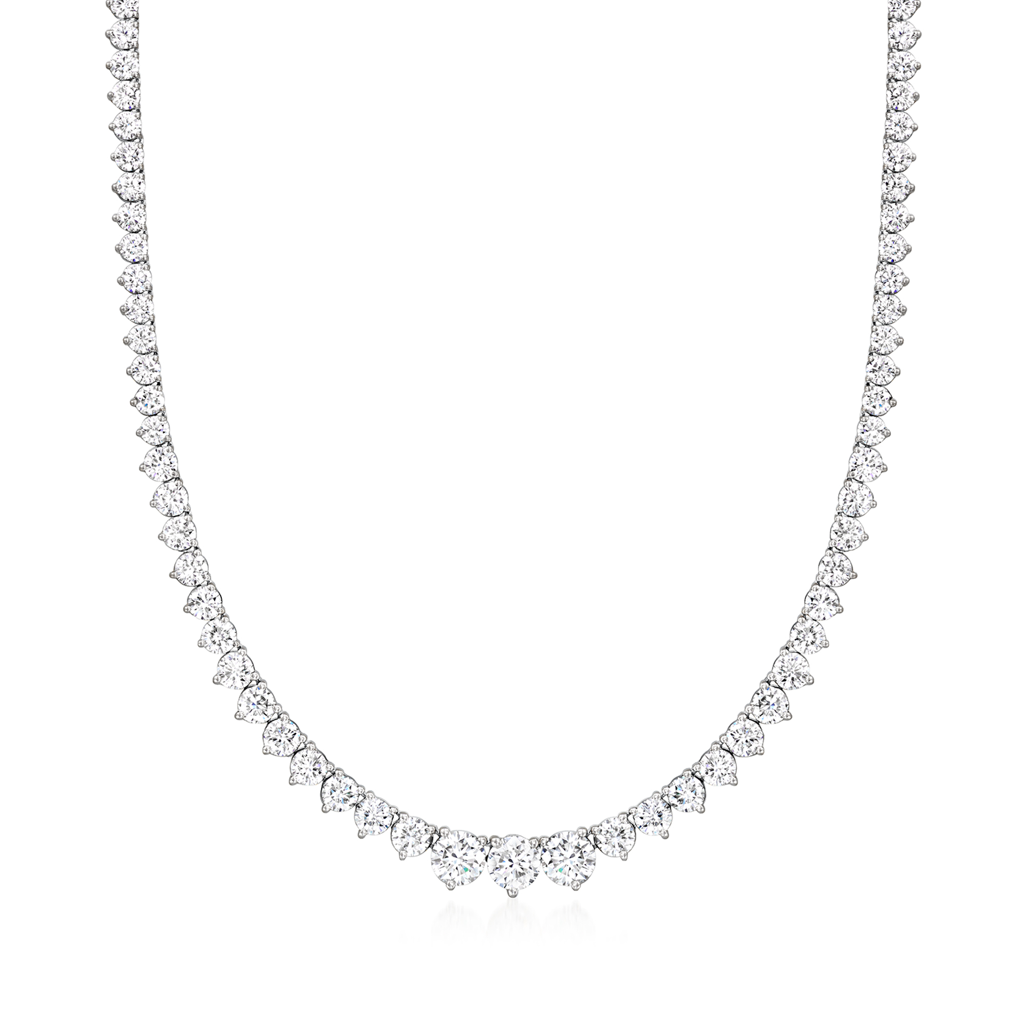 10.00 ct. t.w. Graduated Lab Grown Diamond Tennis Necklace in 14kt White Gold