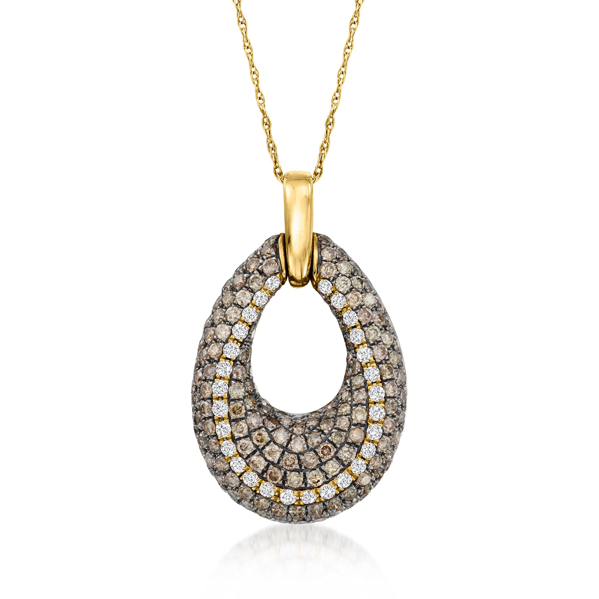 Le Vian 192 ct tw Chocolate and Vanilla Diamond Teardrop Pendant Necklace in 14kt Honey Gold 5850$