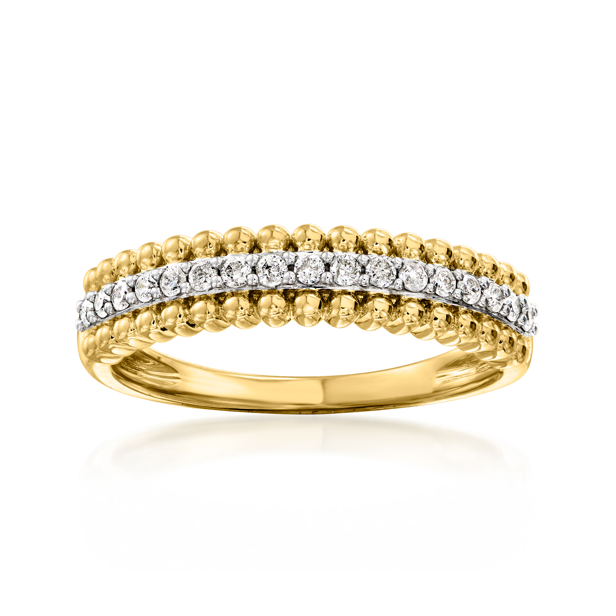 20 ct tw Diamond Beaded-Edge Ring in 18kt Gold Over Sterling 335$