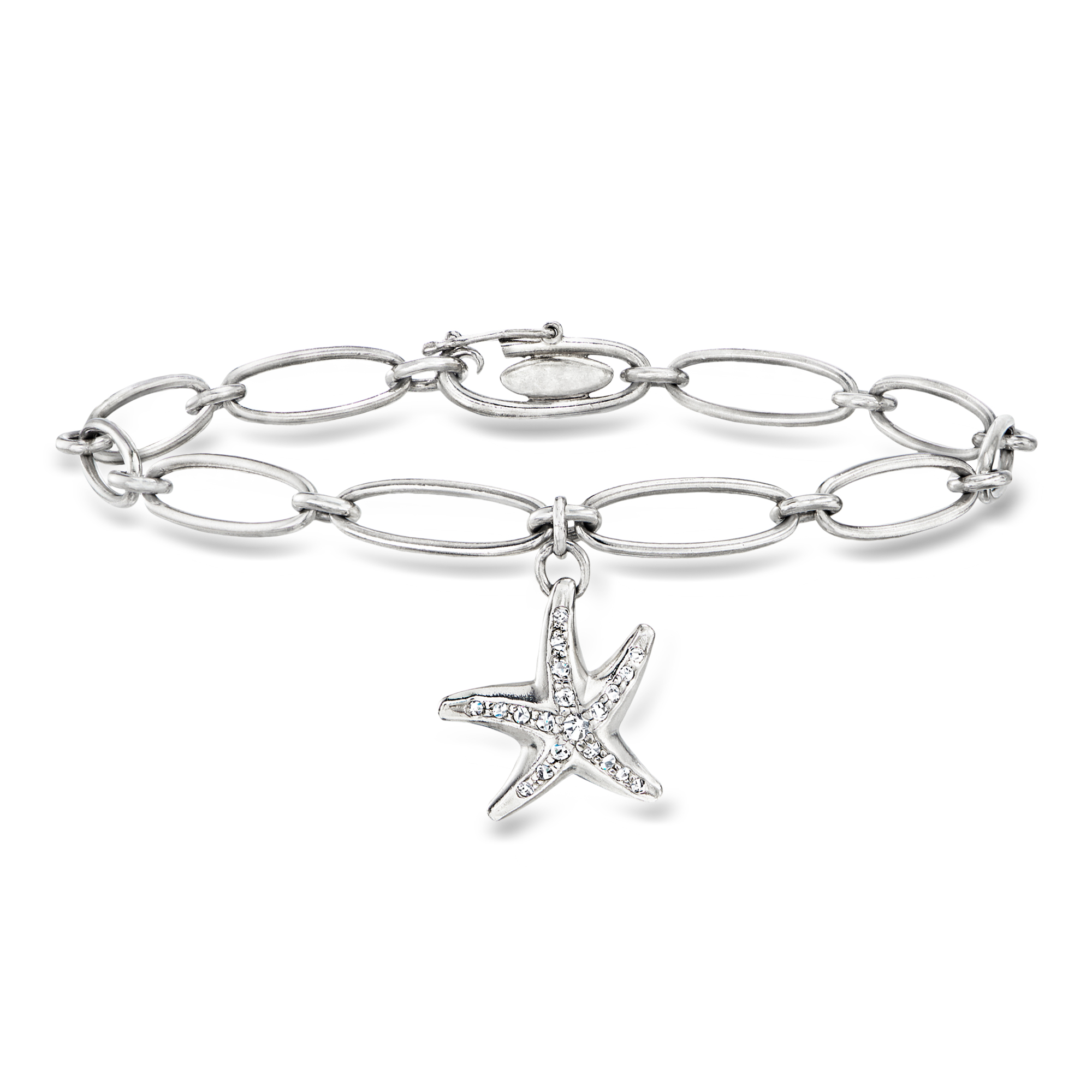C. 1990 Vintage Tiffany Jewelry .16 ct. t.w. Diamond Starfish Charm Bracelet in Platinum