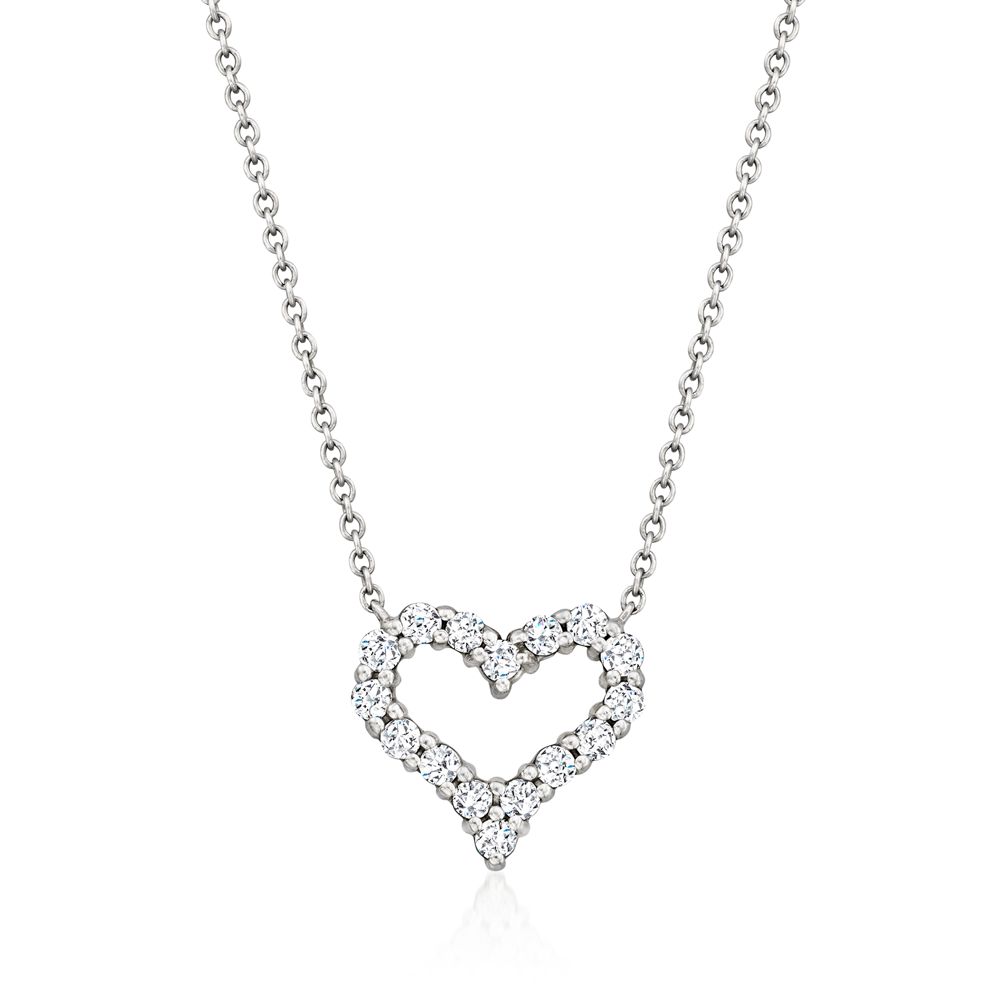 C. 1990 Vintage Tiffany Jewelry .40 ct. t.w. Diamond Heart Necklace in Platinum