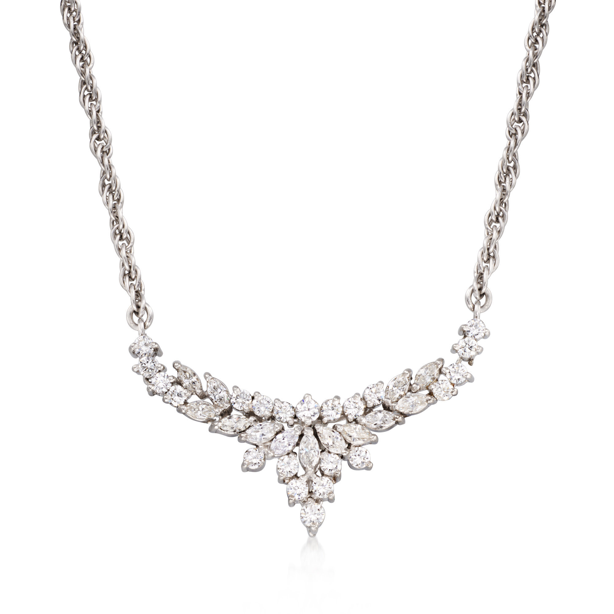 C. 1980 Vintage 1.10 ct. t.w. Diamond Necklace in Platinum
