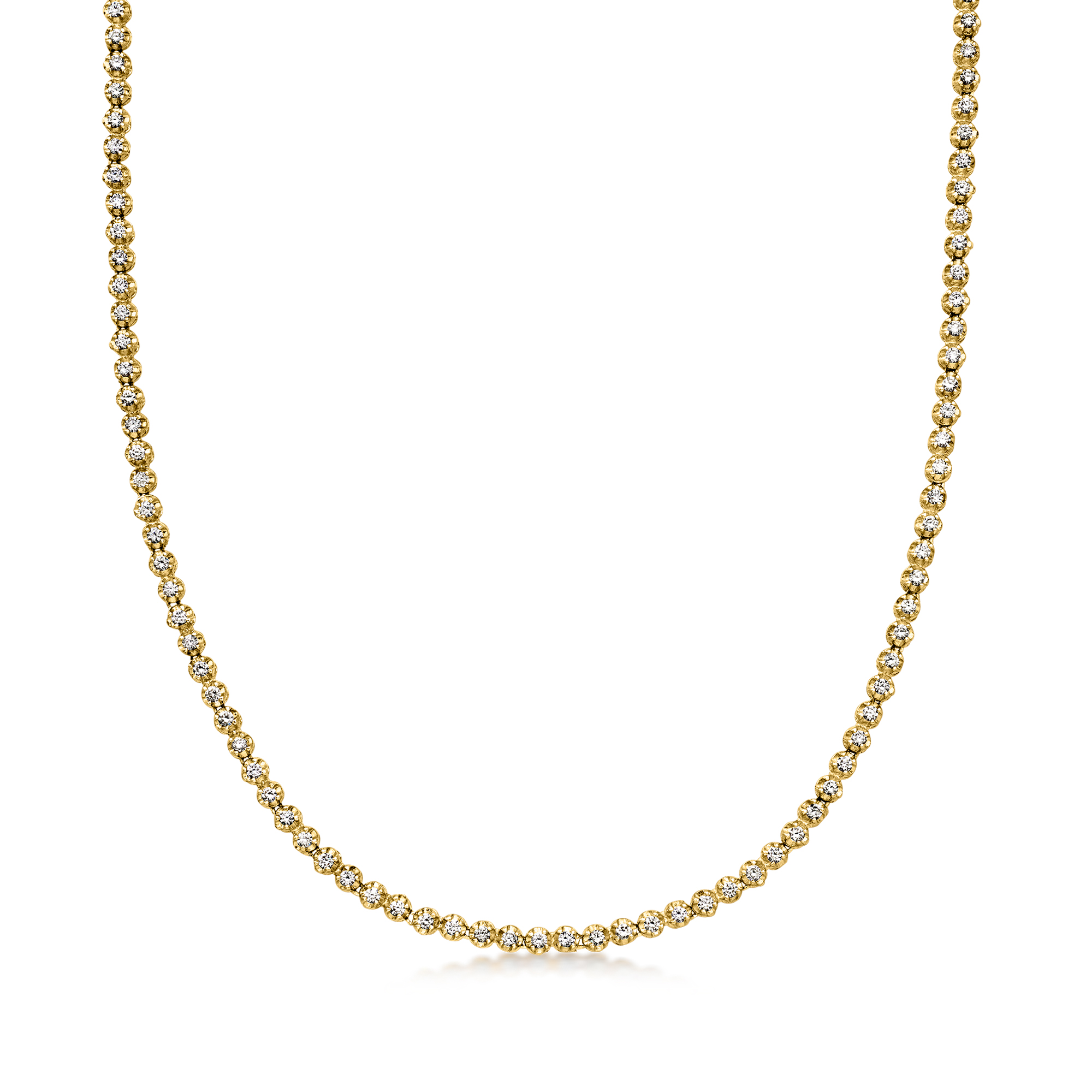 C 1990 Vintage 330 ct tw Diamond Tennis Necklace in 10kt Yellow Gold 8995$