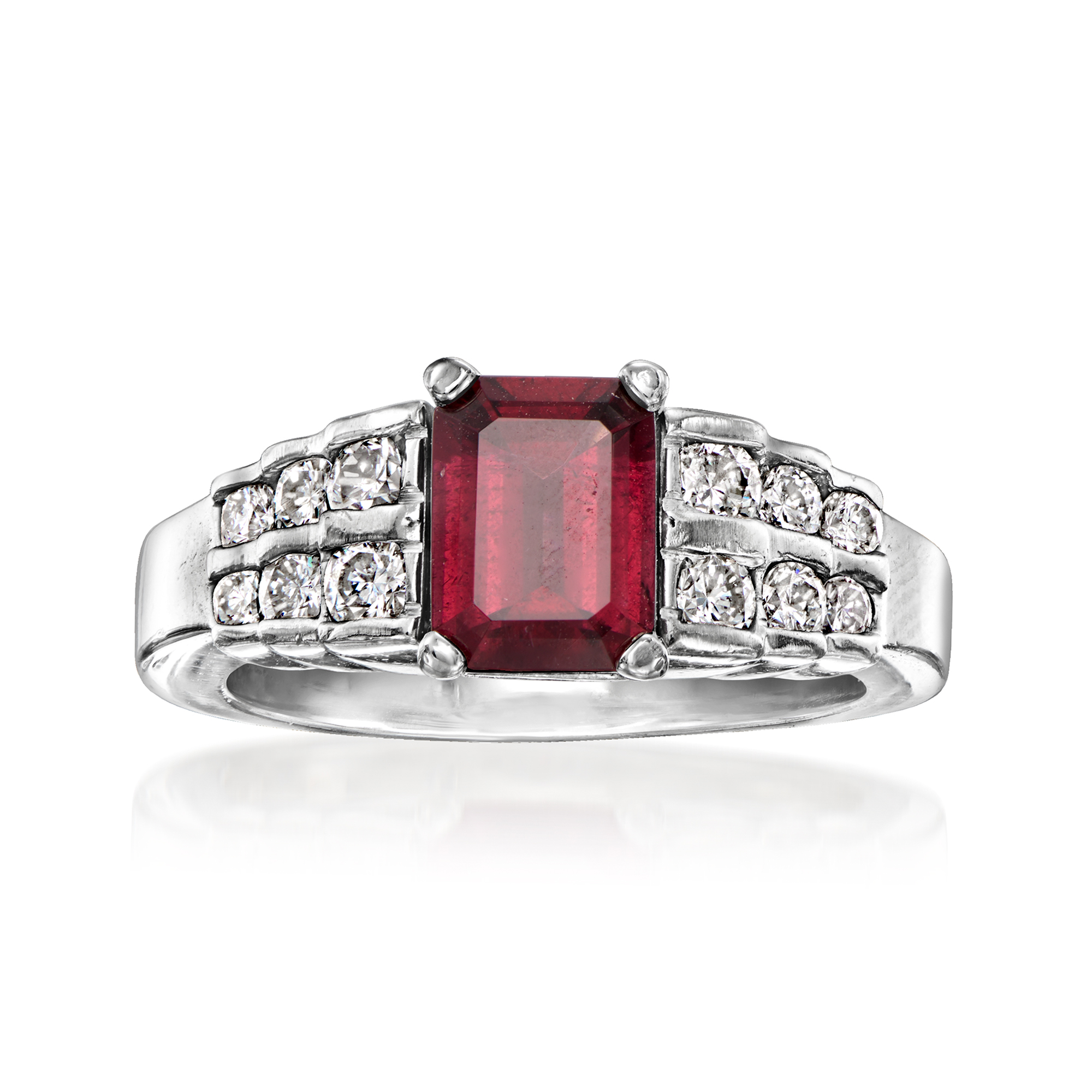 C 1990 Vintage 165 Carat Rhodolite Garnet Ring with 55 ct tw Diamonds in Platinum 3595$