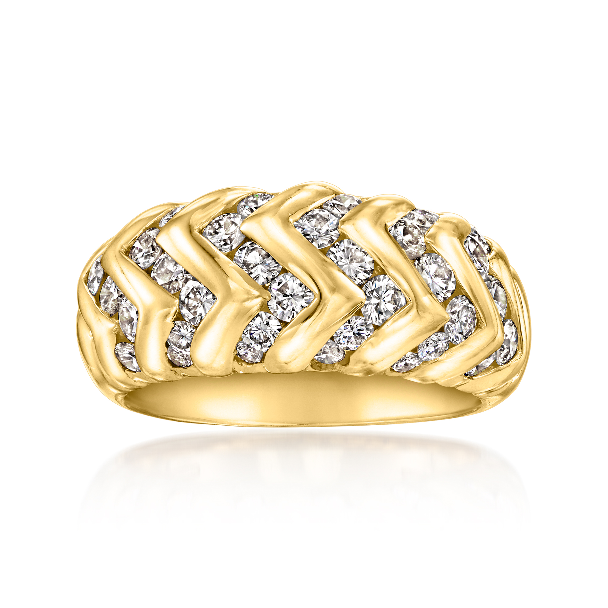 C 2000 Vintage Bulgari 180 ct tw Diamond Chevron Ring in 18kt Yellow Gold 6995$