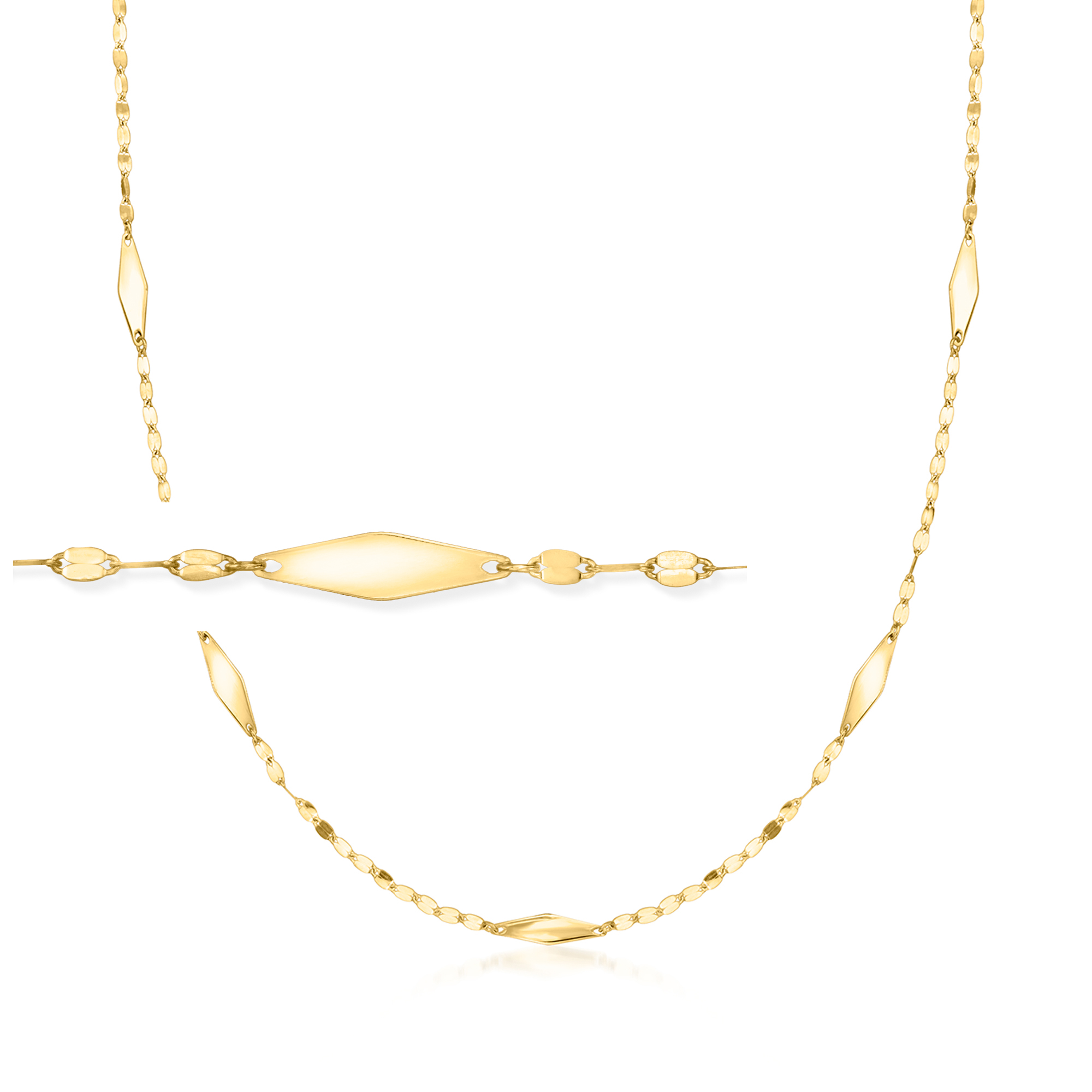 Italian 10kt Yellow Gold Kite Station Necklace 325$
