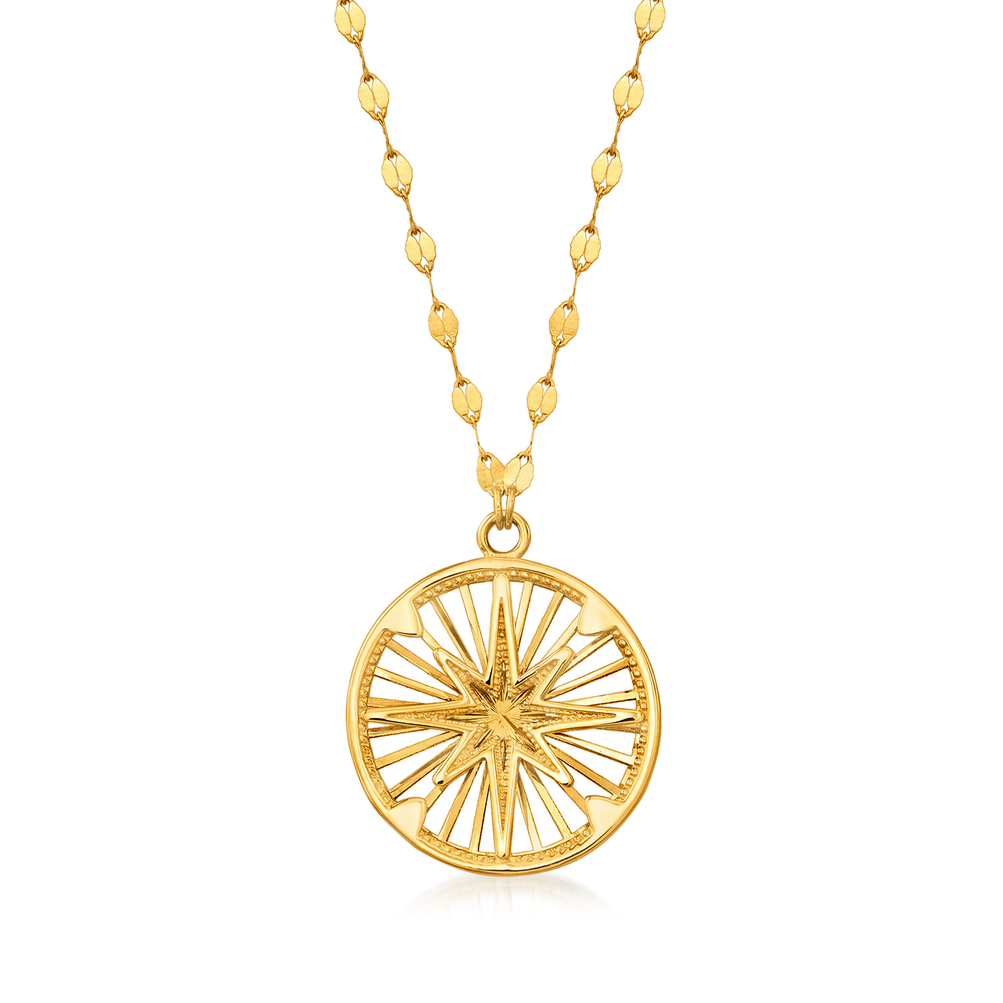 14kt Yellow Gold North Star Compass Necklace 795$