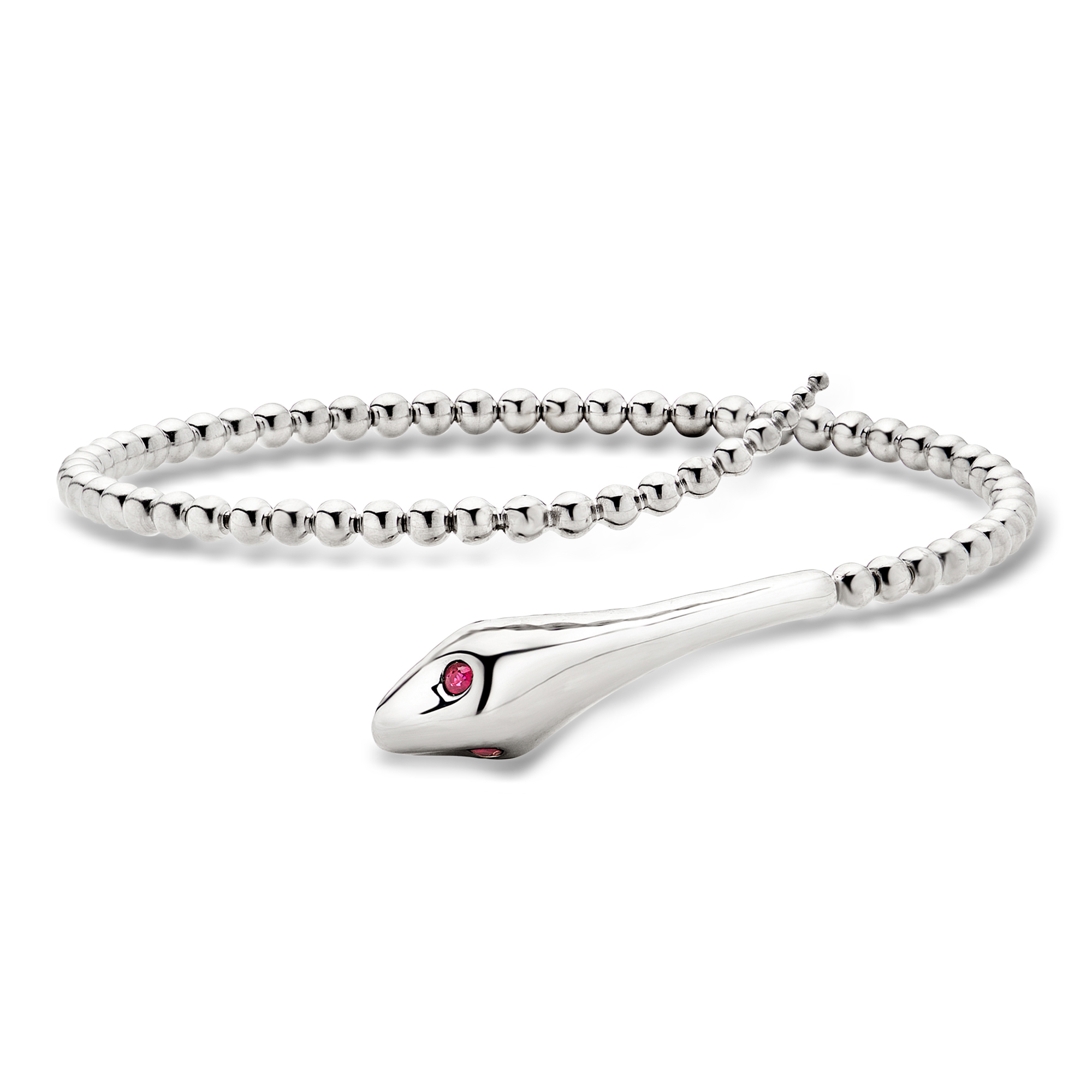 Gabriel & Co. Sterling Silver Snake Bypass Bracelet with Rubies