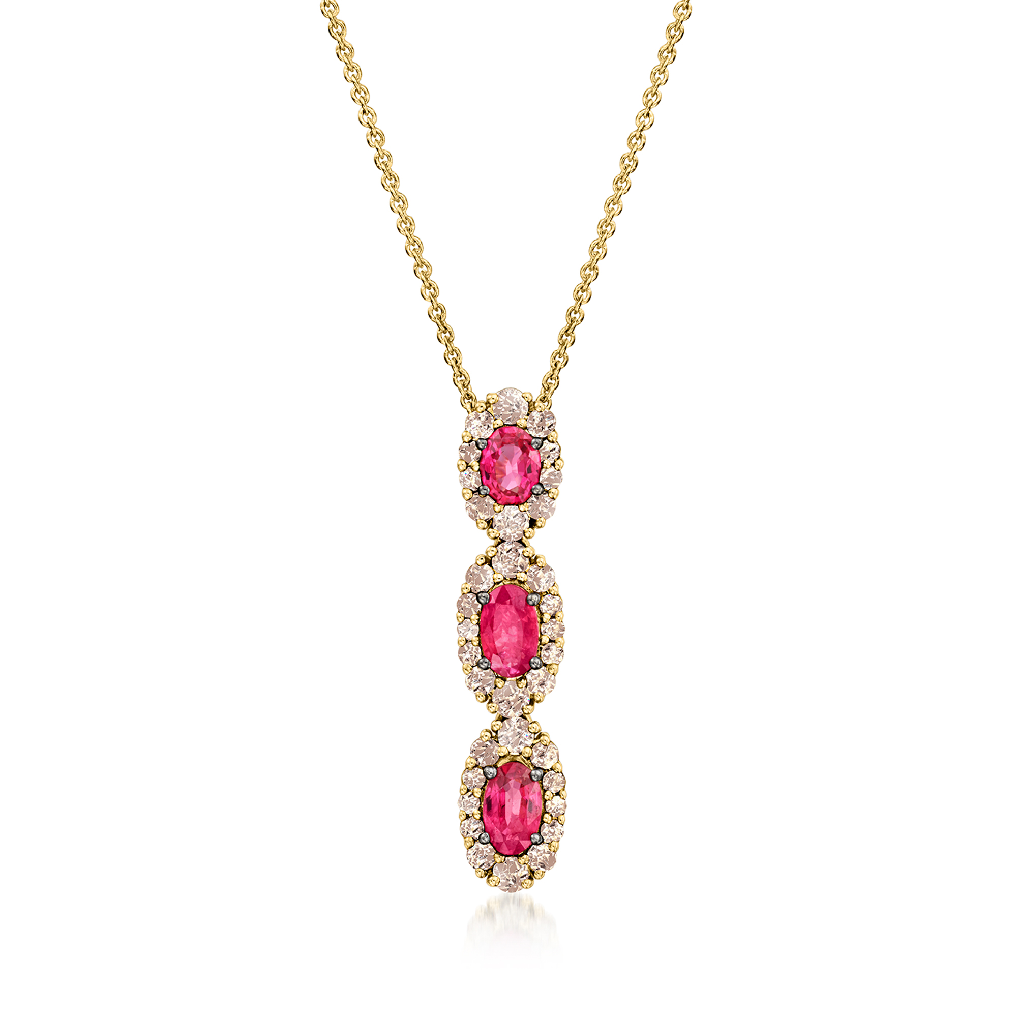 Le Vian .70 ct. t.w. Passion Ruby and .44 ct. t.w. Nude Diamond Pendant Necklace in 14kt Honey Gold