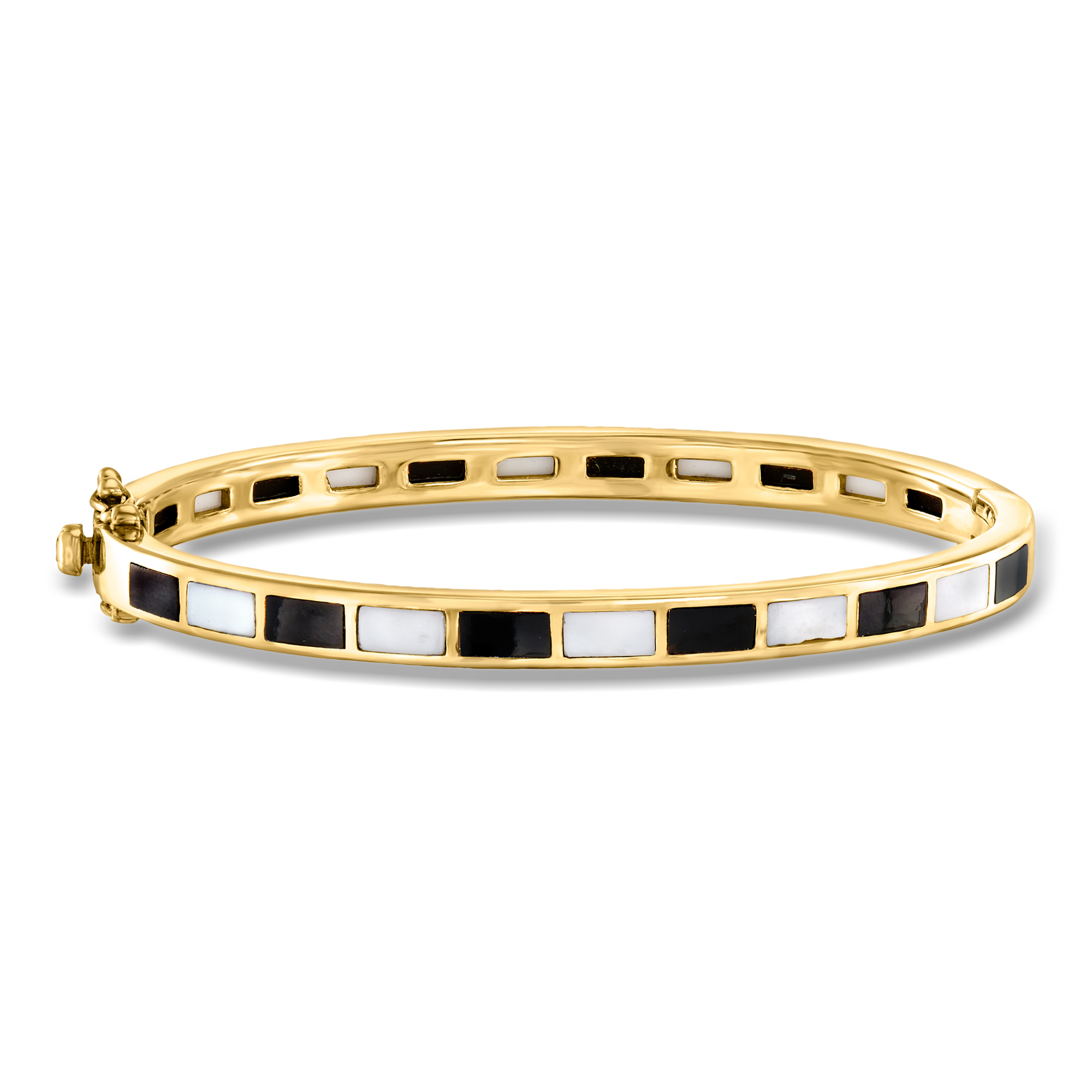 Onyx and Opal Bangle Bracelet in 18kt Gold Over Sterling 299$