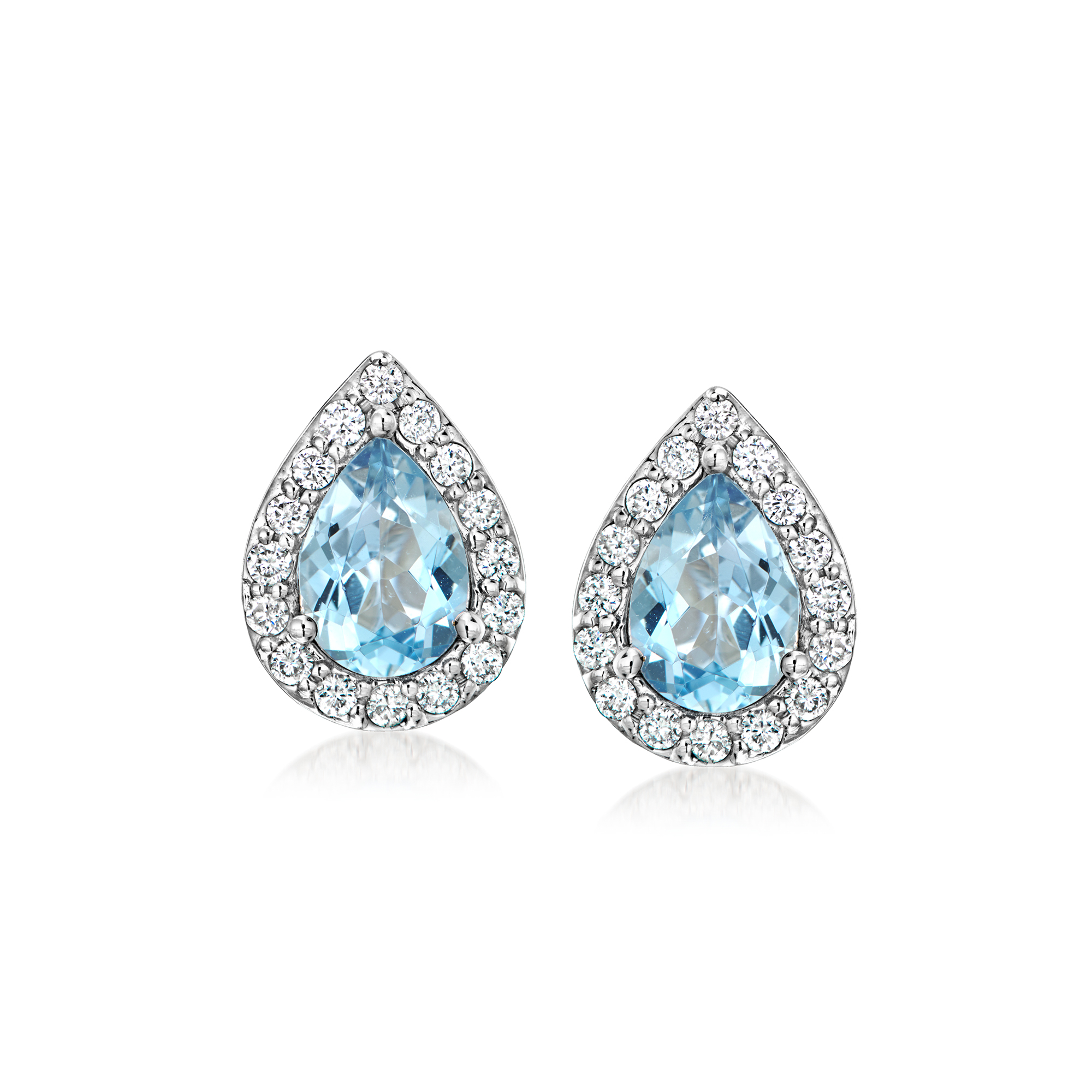 100 ct tw Aquamarine and 26 ct tw Diamond Earrings in 18kt White Gold