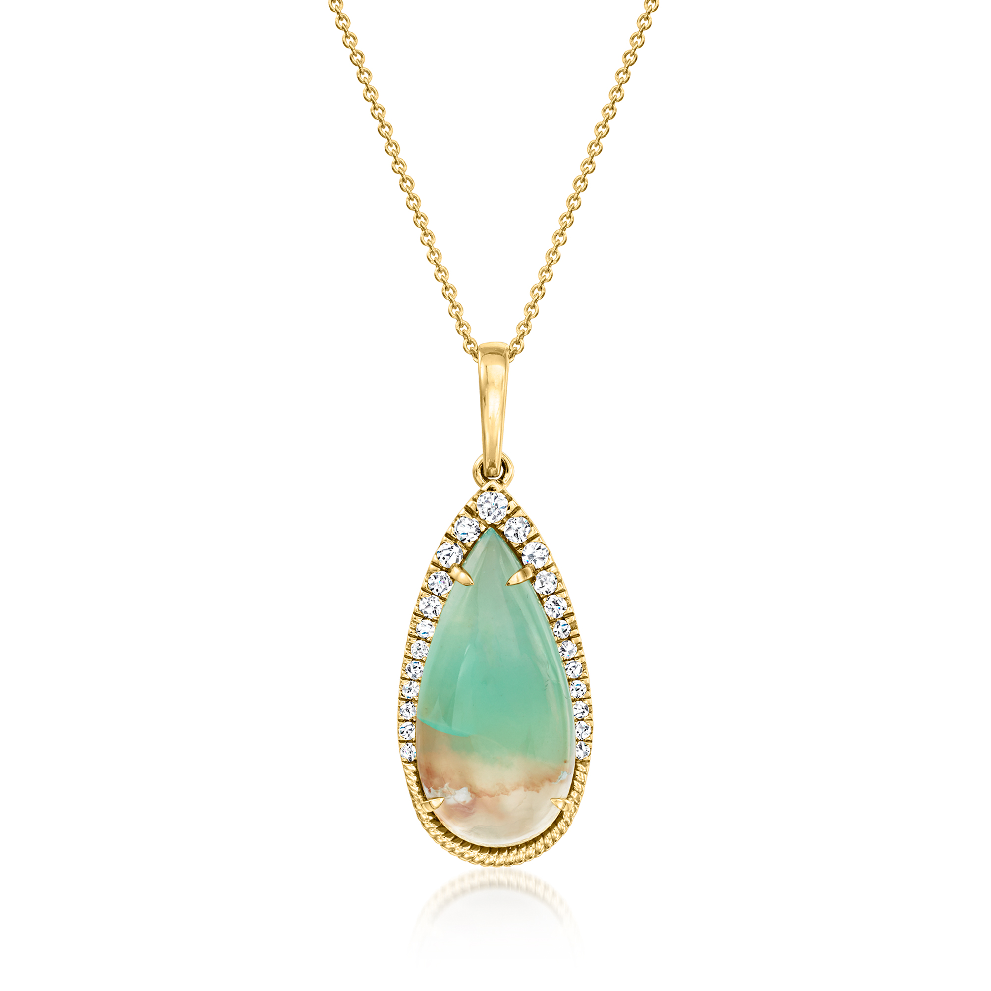 Le Vian Peacock Chalcedony and 24 ct tw Vanilla Diamond Pendant Necklace in 14kt Honey Gold 3499$