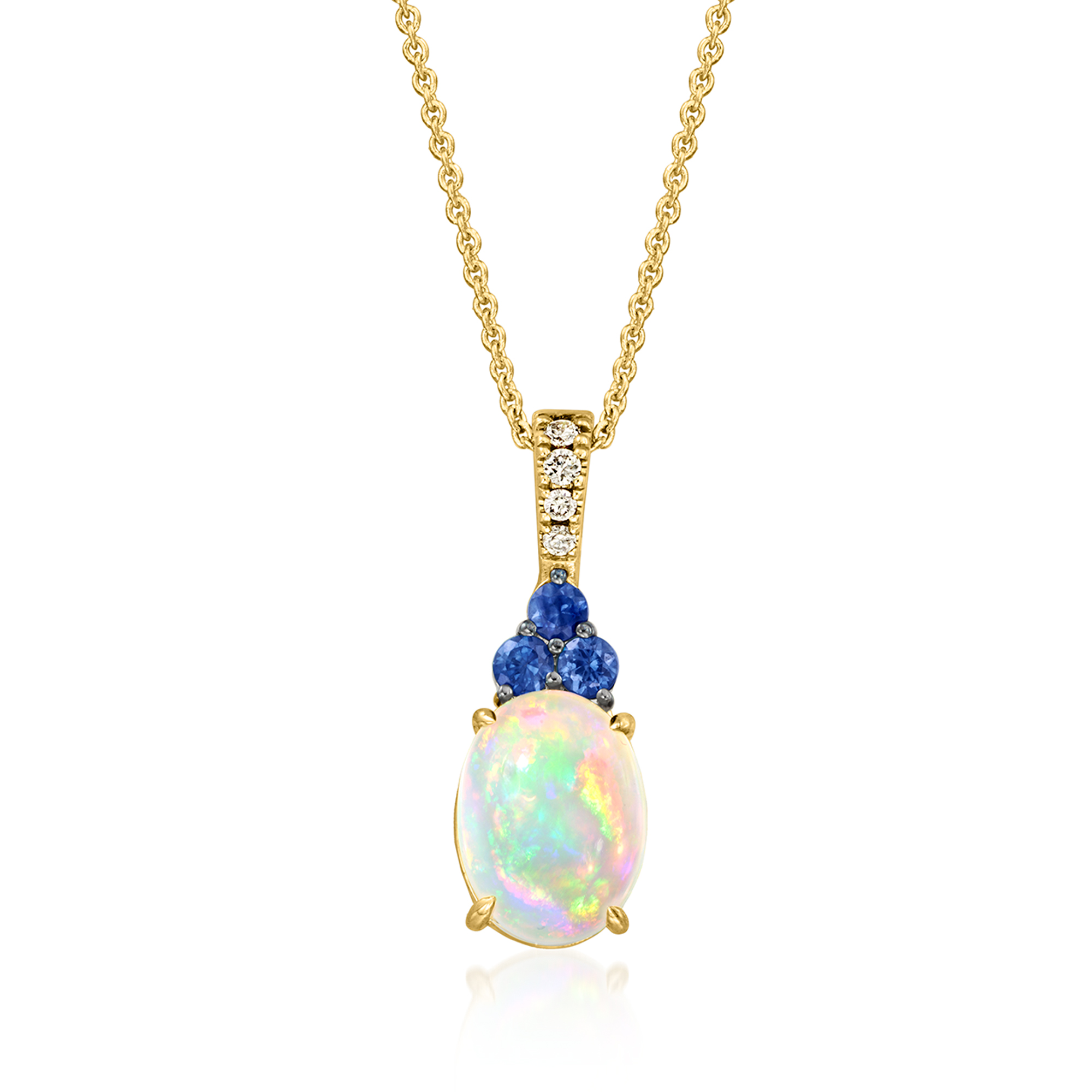 Le Vian Neopolitan Opal and 10 ct tw Blueberry Sapphire Pendant Necklace with Nude Diamonds in 14kt Honey Gold 1899$