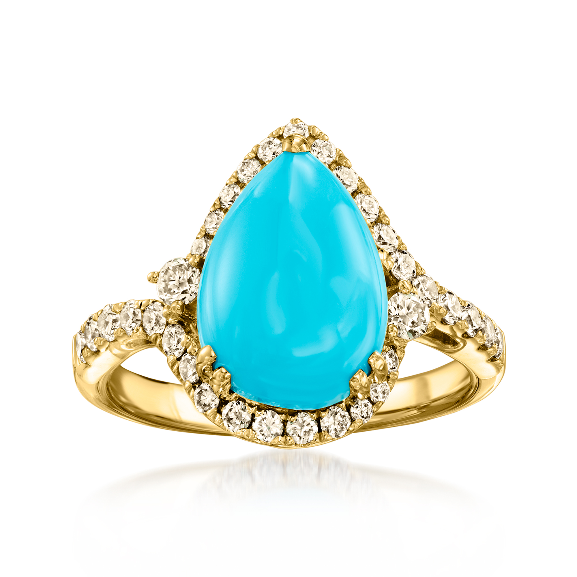 Le Vian Robins Egg Blue Turquoise Ring with 57 ct tw Nude Diamonds in 14kt Honey Gold 3599$