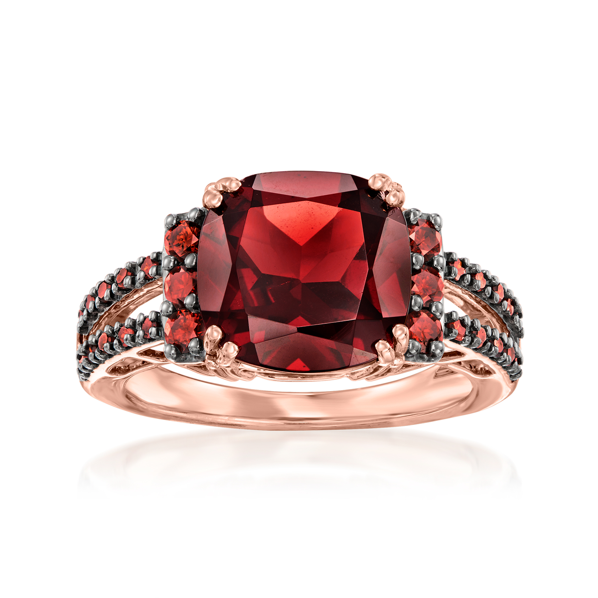 400 Carat Garnet and 31 ct tw Red Diamond Ring in 14kt Rose Gold