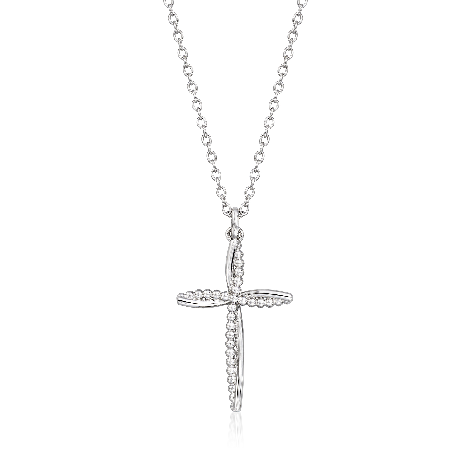 Gabriel Co Sterling Silver Bead Cross Pendant Necklace 215$