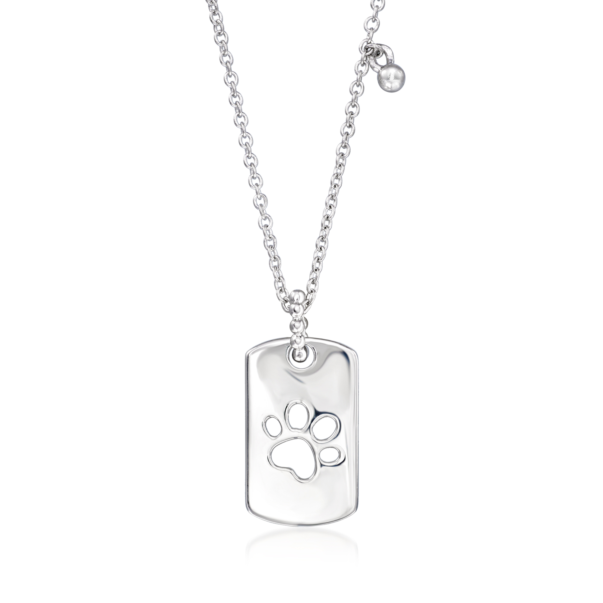 Gabriel Co Sterling Silver Paw Print Dog Tag Necklace 360$