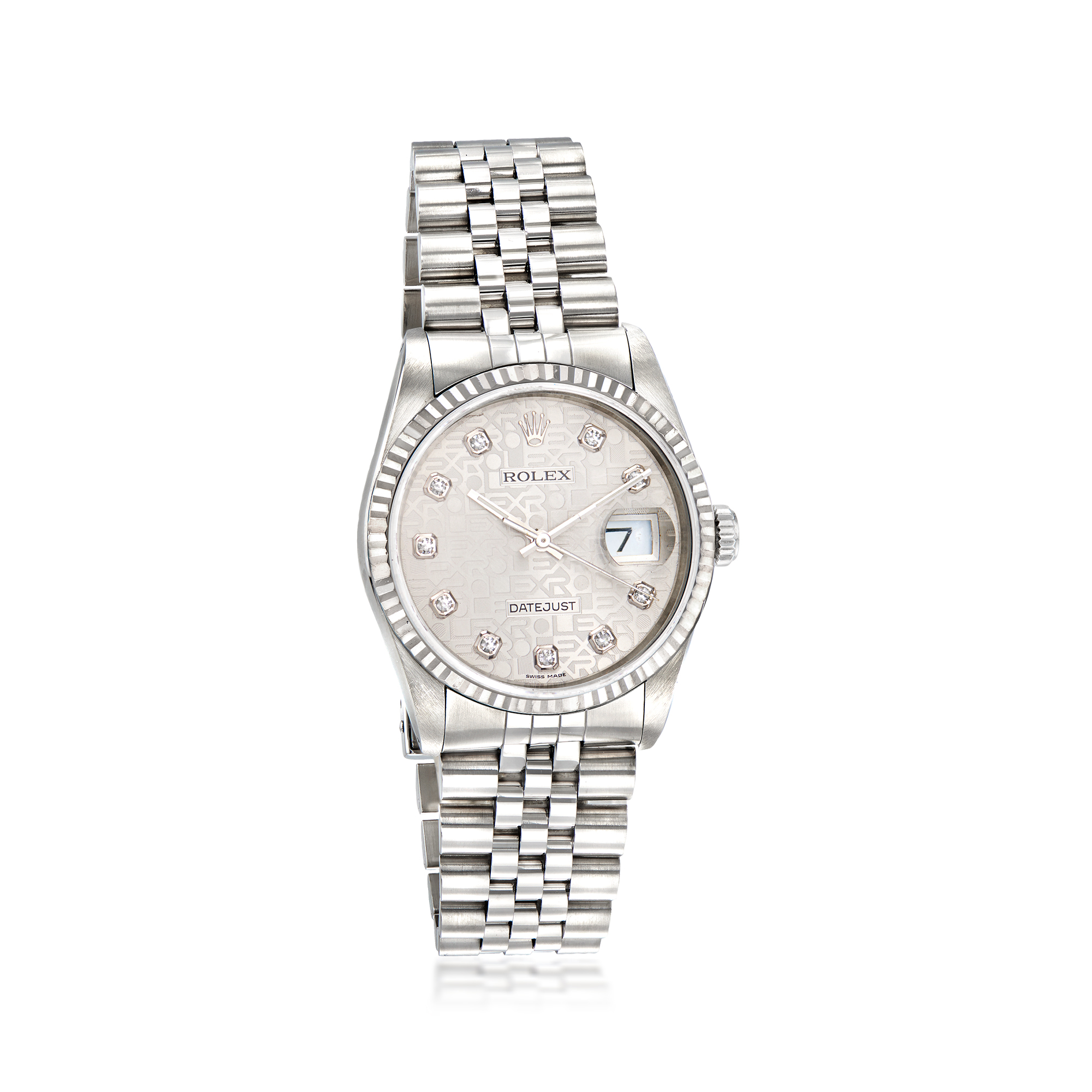 Pre-Owned Rolex Datejust Mens 36mm Automatic Stainless Steel and 18kt White Gold Watch 8250$