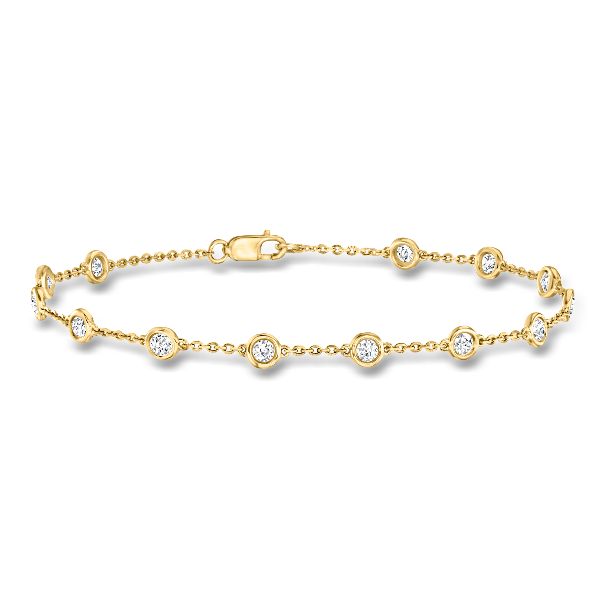 100 ct tw BezelSet Diamond Station Bracelet in 14kt Yellow Gold
