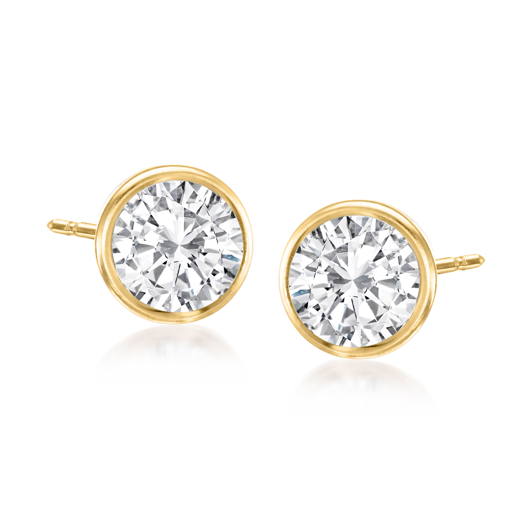 100 ct tw BezelSet Diamond Stud Earrings in 14kt Yellow Gold