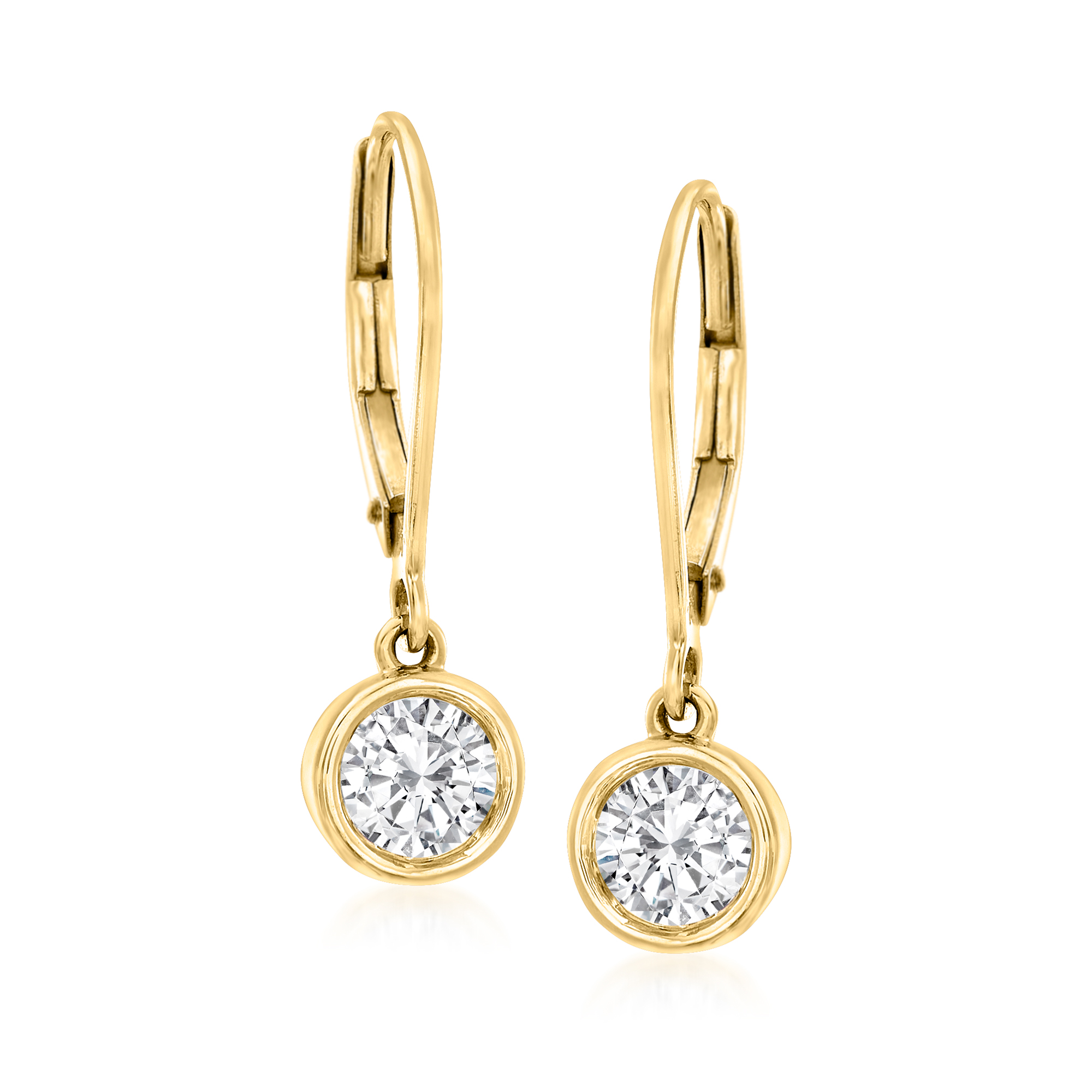 100 ct tw BezelSet Diamond Drop Earrings in 14kt Yellow Gold