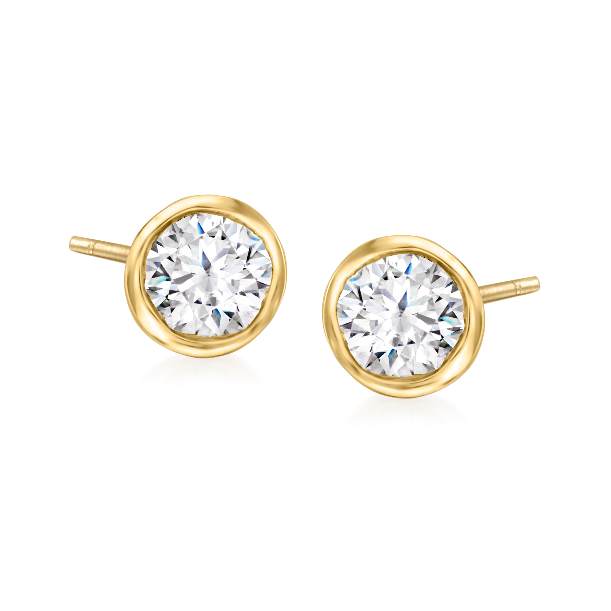 50 ct tw BezelSet Diamond Stud Earrings in 14kt Yellow Gold