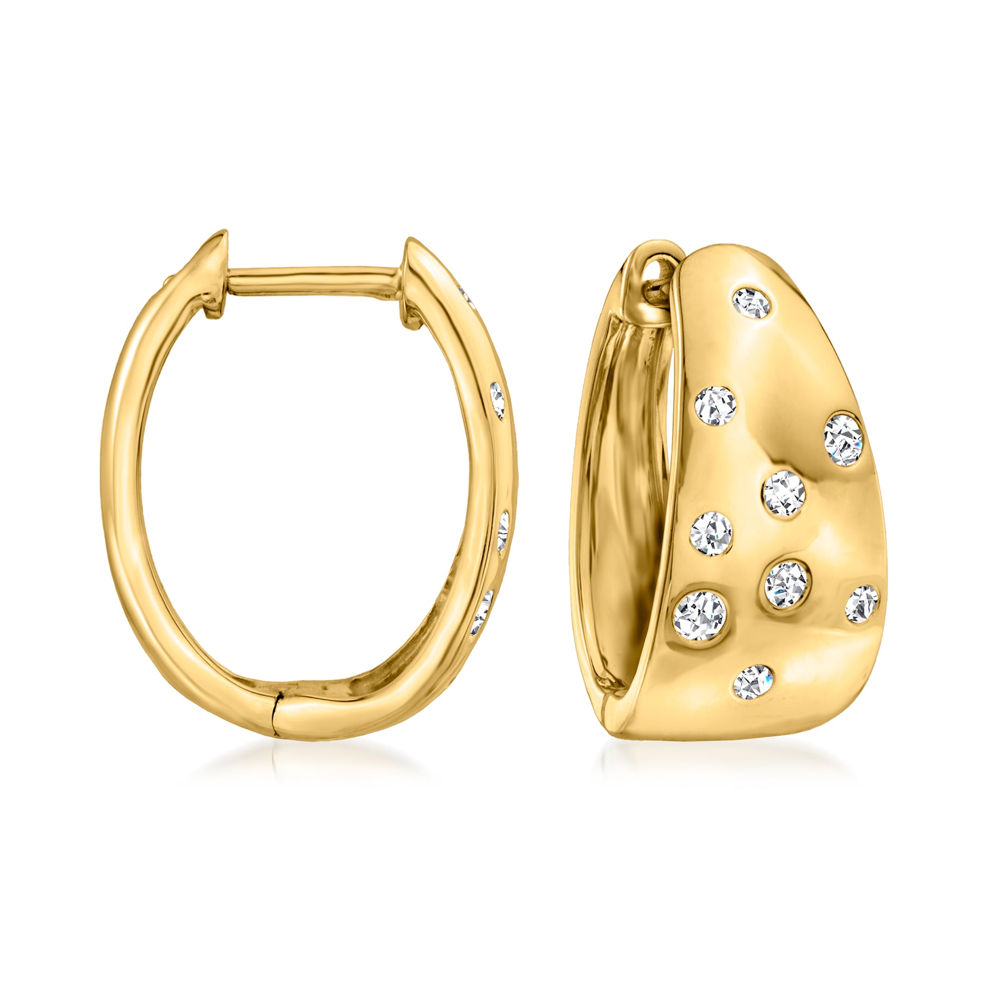 25 ct tw Scattered Diamond Hoop Earrings in 18kt Yellow Gold