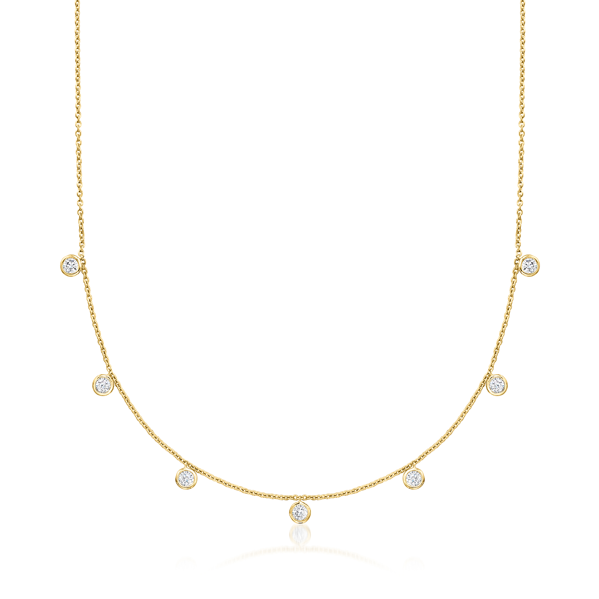 100 ct tw BezelSet Diamond Drop Station Necklace in 14kt Yellow Gold