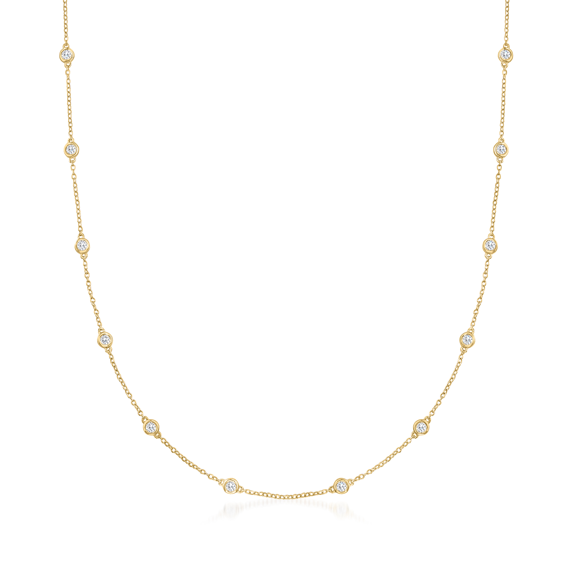 100 ct tw BezelSet Diamond Station Necklace in 14kt Yellow Gold