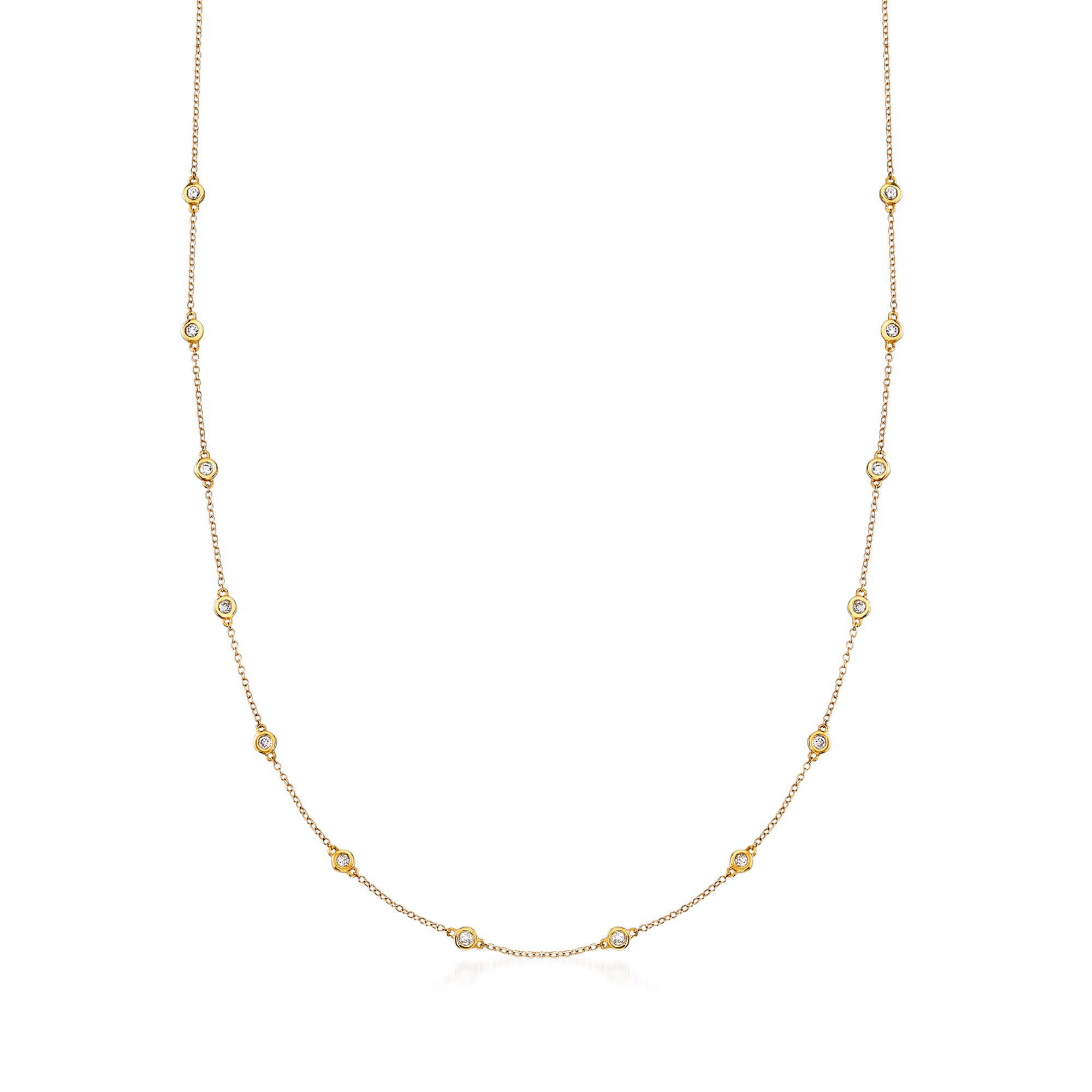50 ct tw BezelSet Diamond Station Necklace in 14kt Yellow Gold